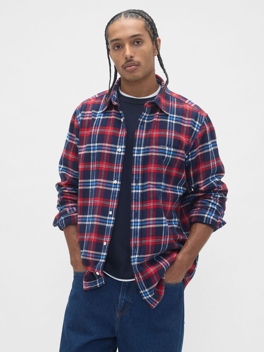 Camicia a quadri in cotone Uomo_0