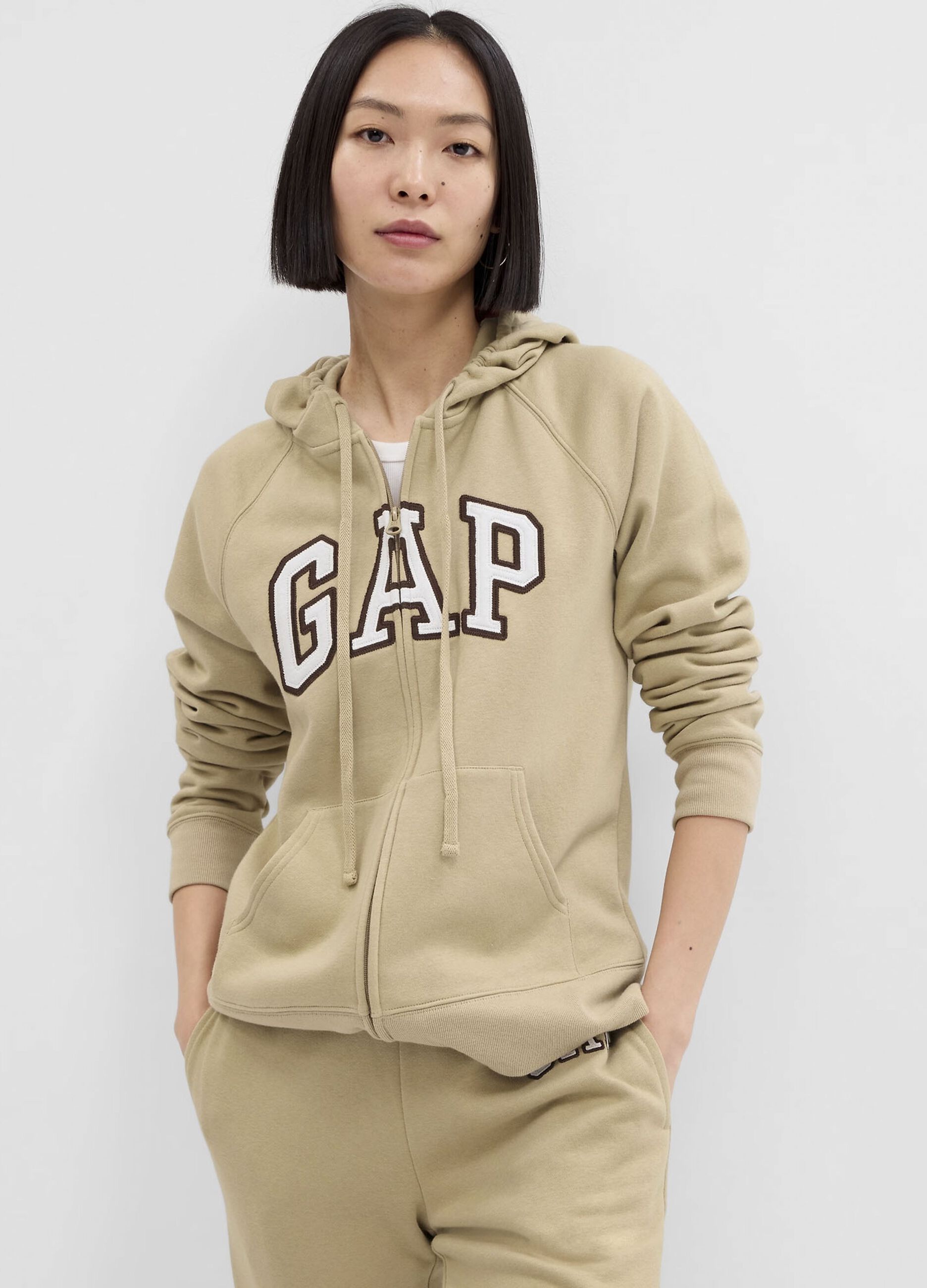 Full-zip sweatshirt with raglan sleeves and logo embroidery