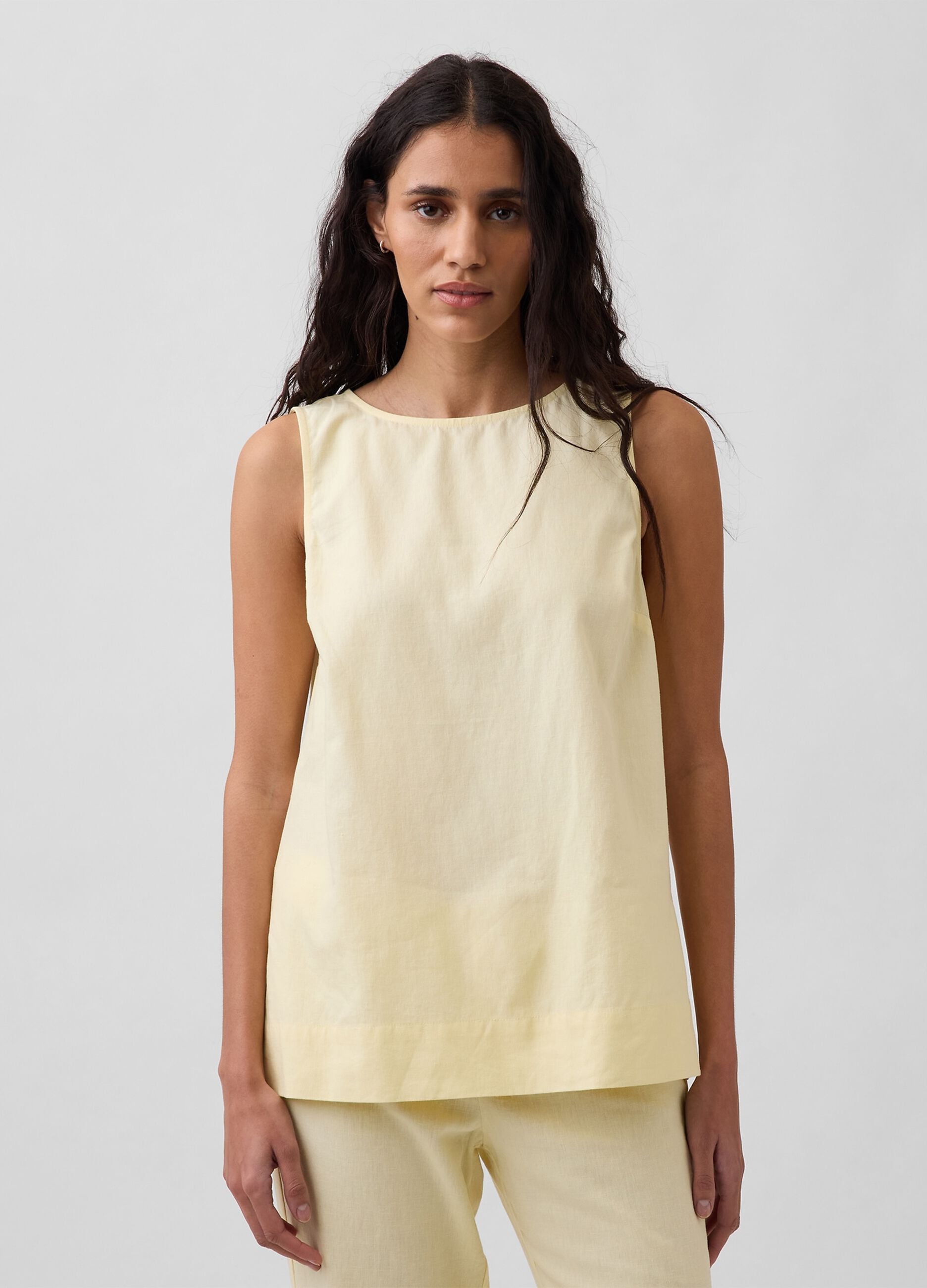 Tank top in misto lino
