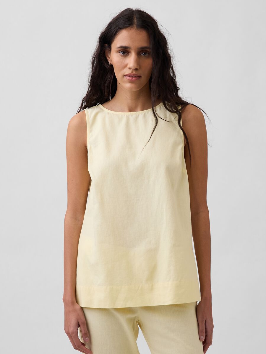 Tank top in misto lino Donna_0