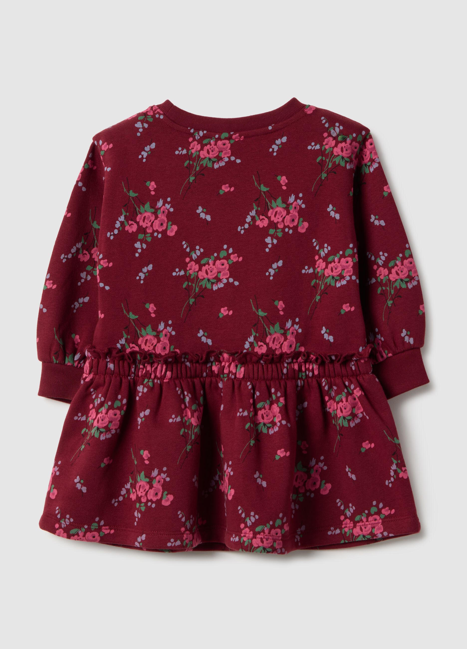 Vestito multicolor da bambina in misto cotone con stampa floreale