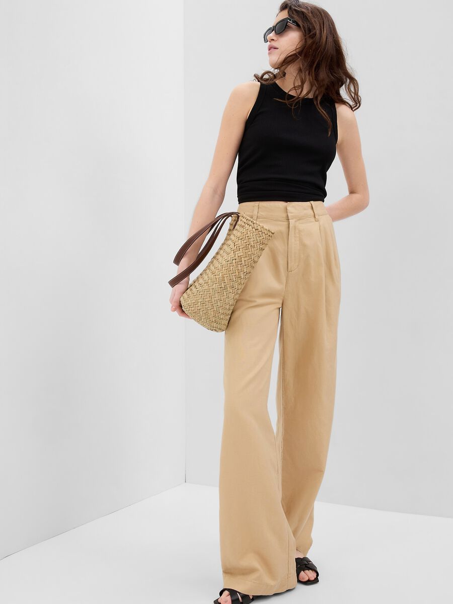 Wide-leg trousers with darts Woman_0