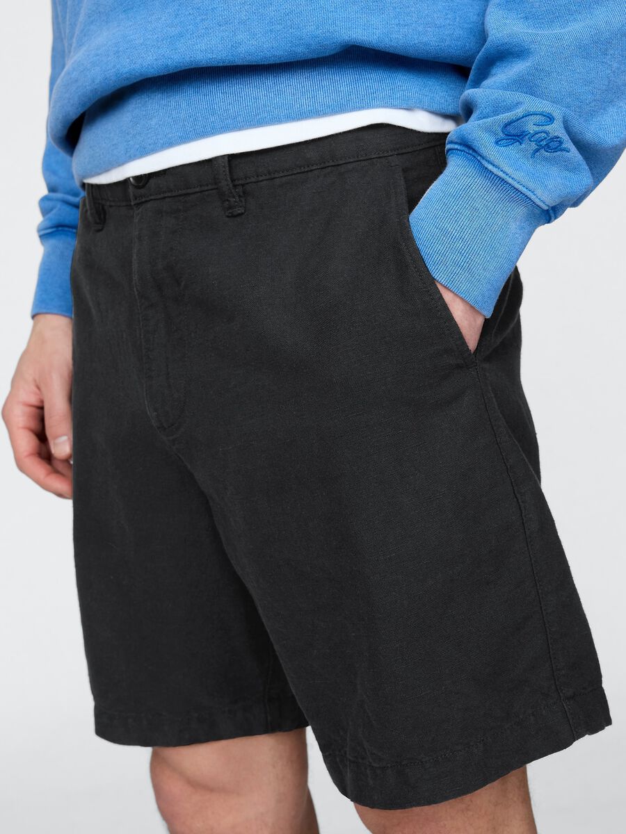 Shorts neri in lino e cotone Gap Uomo_4
