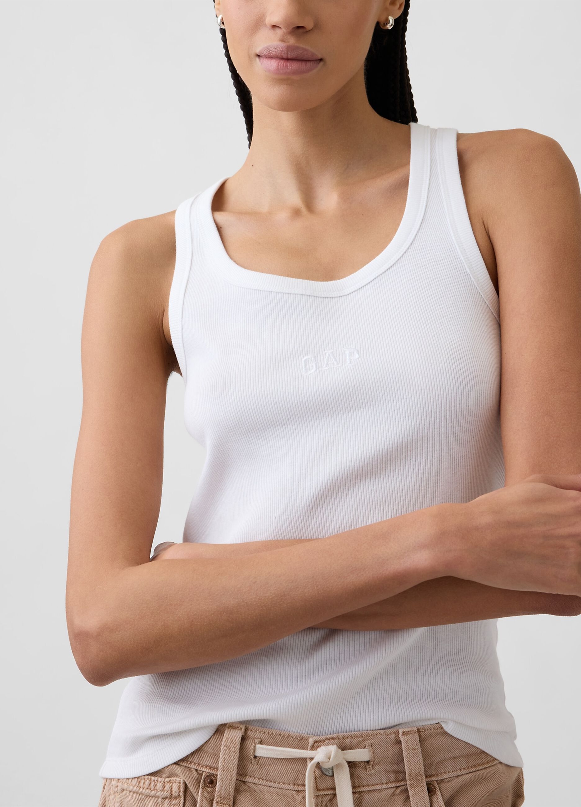 Tank top in cotone elasticizzato con logo GAP