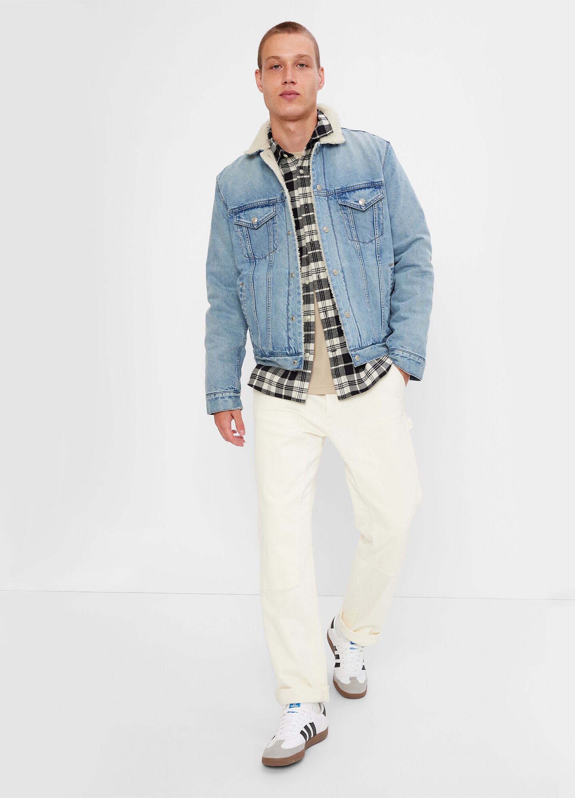 Giacca in denim con interno in sherpa_1