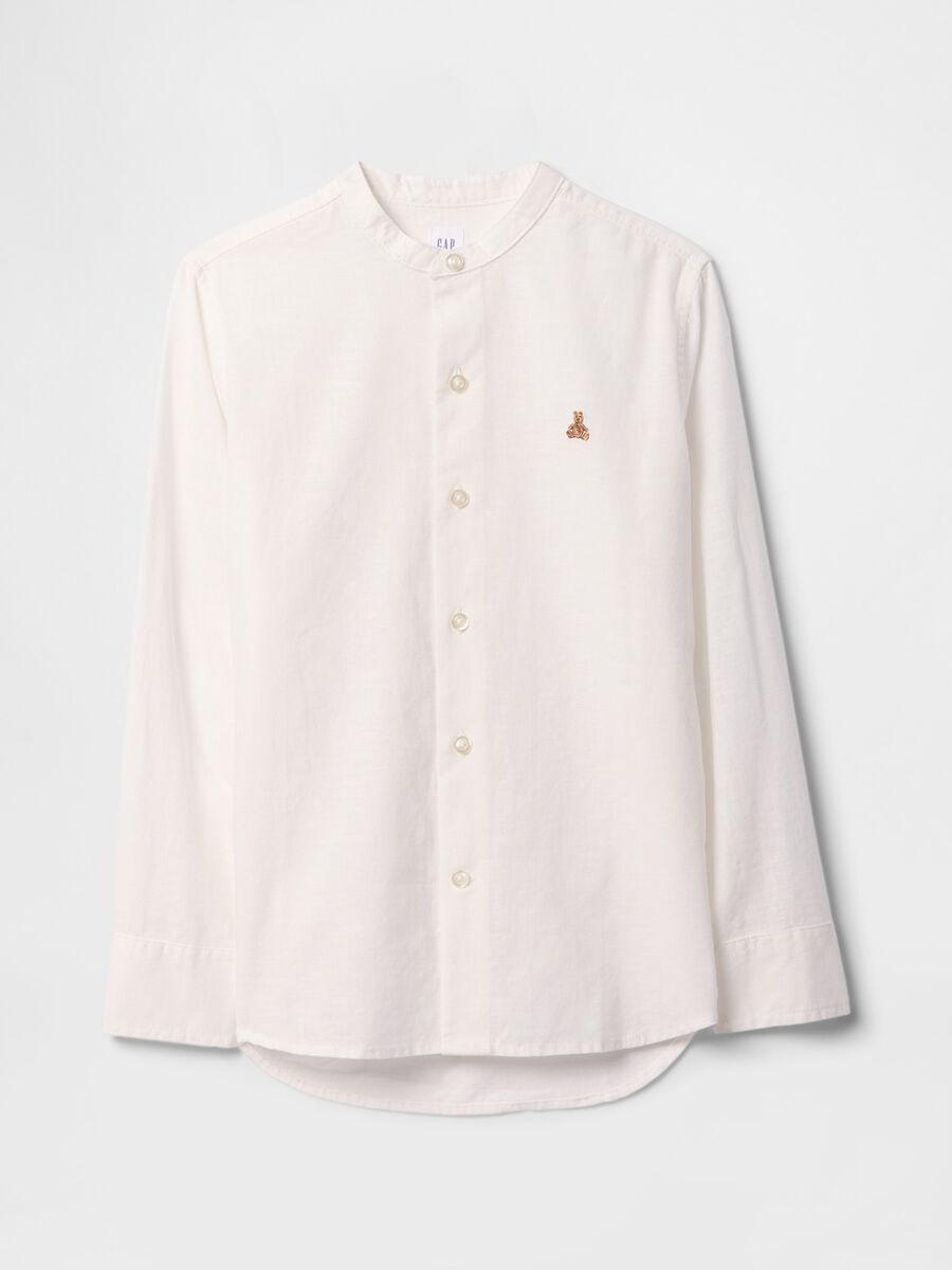GAP Kids Long Sleeve White Linen and Cotton Shirt Boy_4