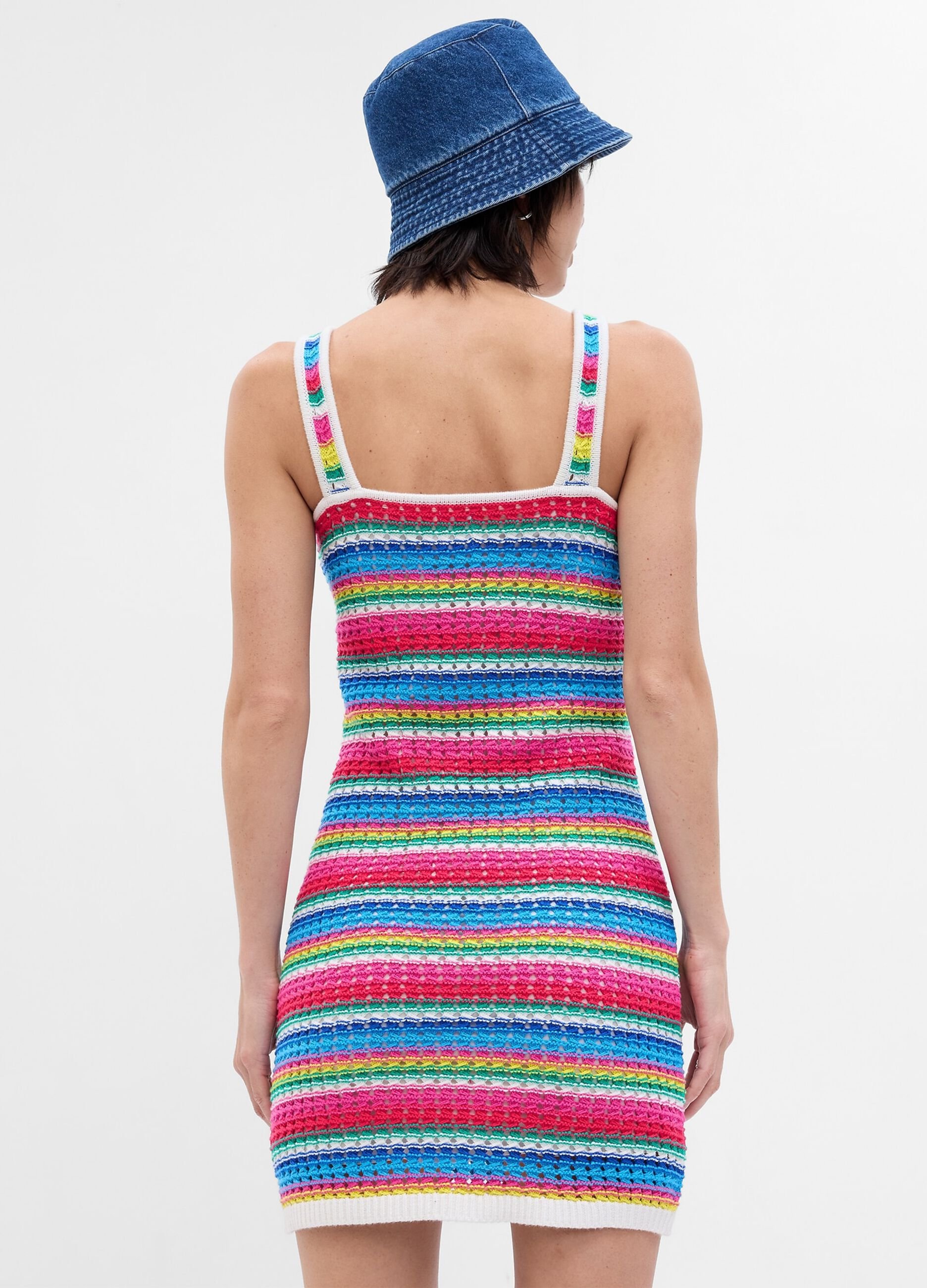 Short crochet dress with multicoloured stripes_1