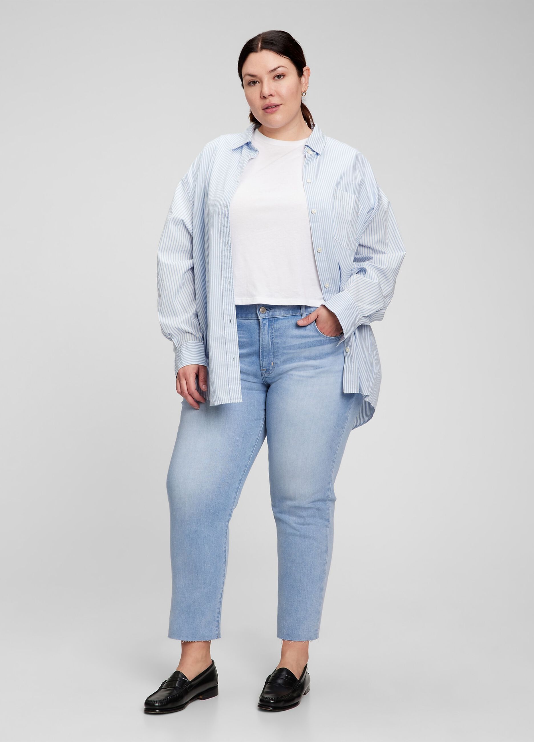 Girlfriend jeans with raw edging