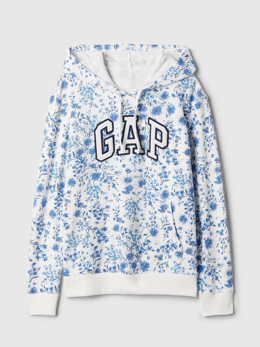 Floral sweatshirt with hood and logo embroidery Woman_3