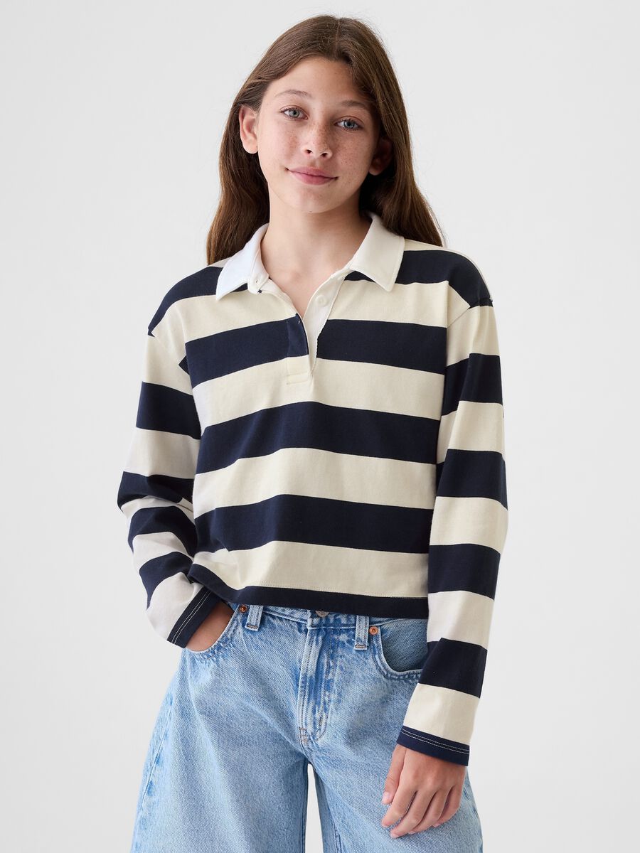 Polo a righe con maniche lunghe Bambina_0