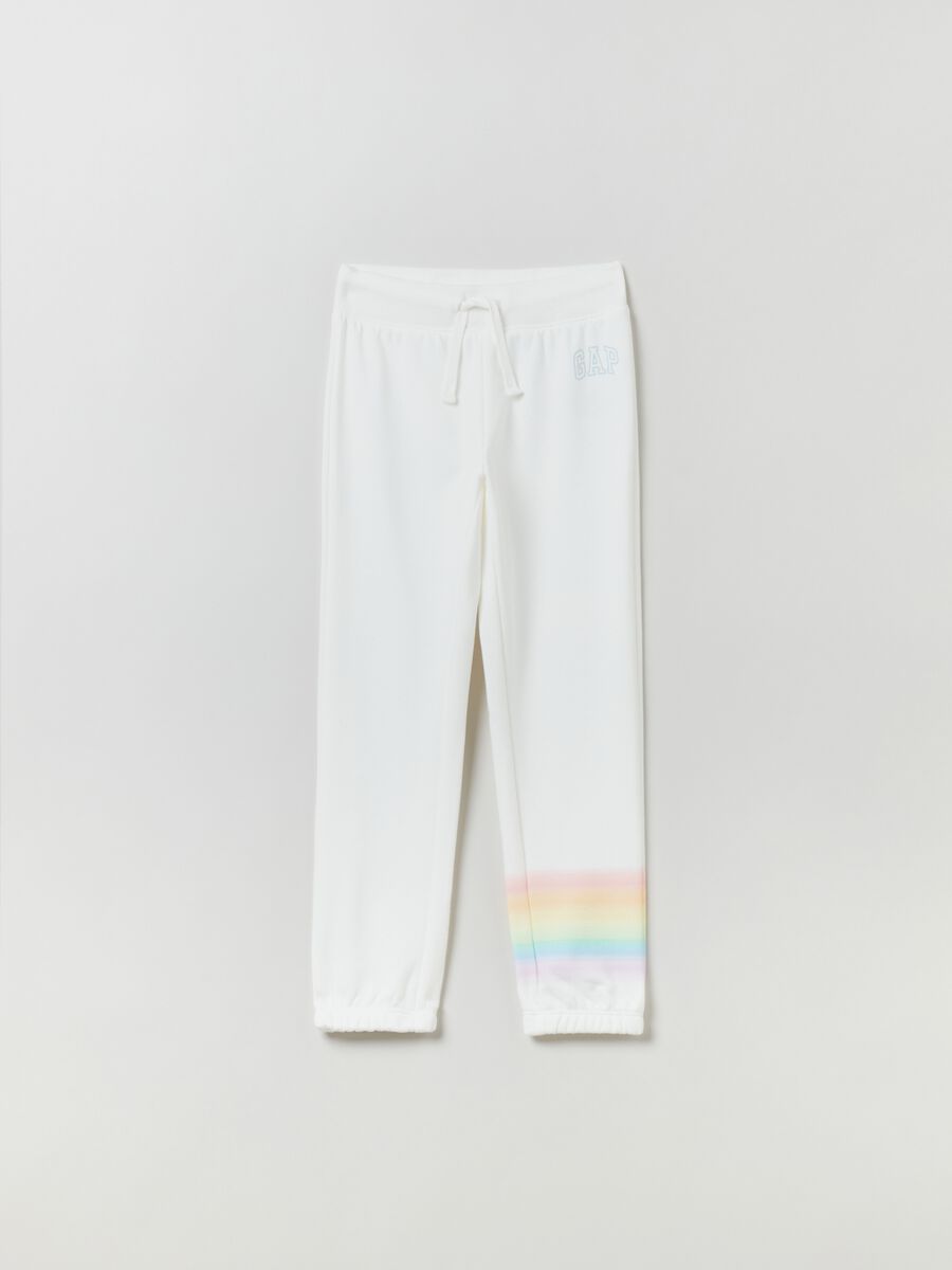 Joggers con stampa logo e arcobaleno Bambina_0