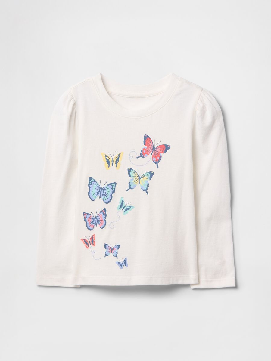 Maglia a maniche lunghe bianca con farfalle multicolor Baby Girl_0