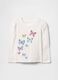 White Long-Sleeve Top with Multicolour Butterflies_0