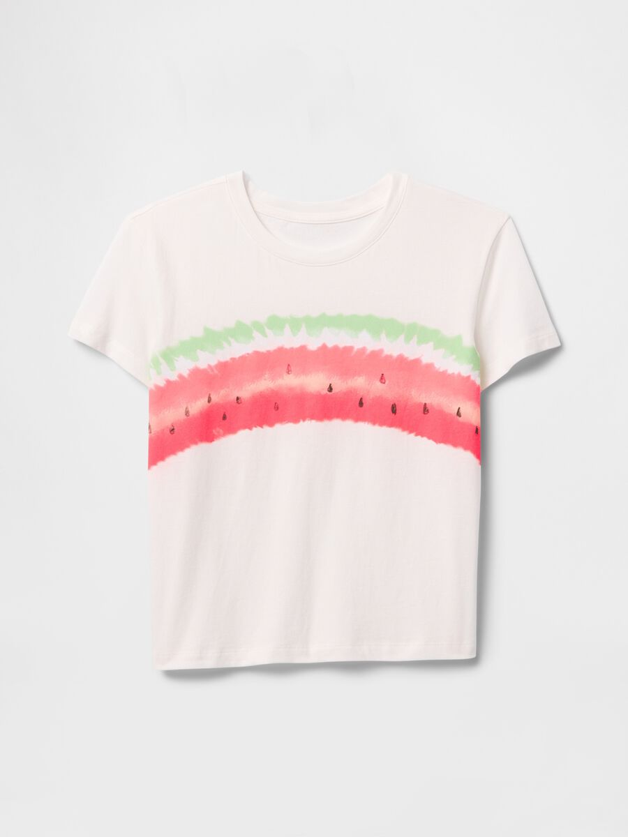 T-shirt bianca con stampa anguria Bambina_2