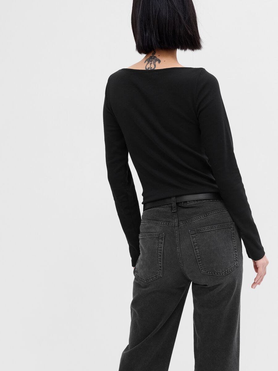 T-shirt scollo a barchetta in cotone e modal Donna_1