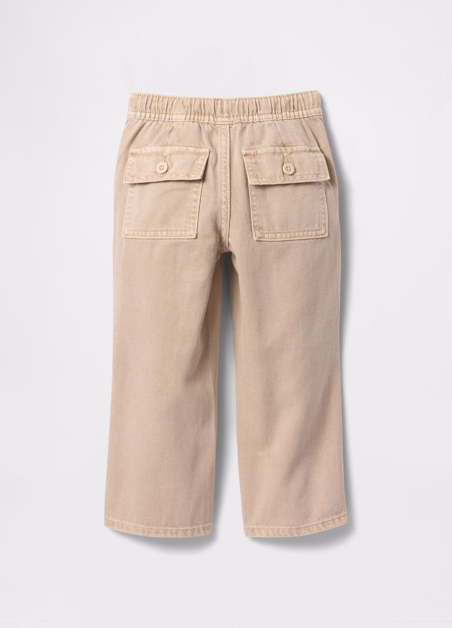 Beige cargo trousers in cotton and Lyocell with drawstring_2
