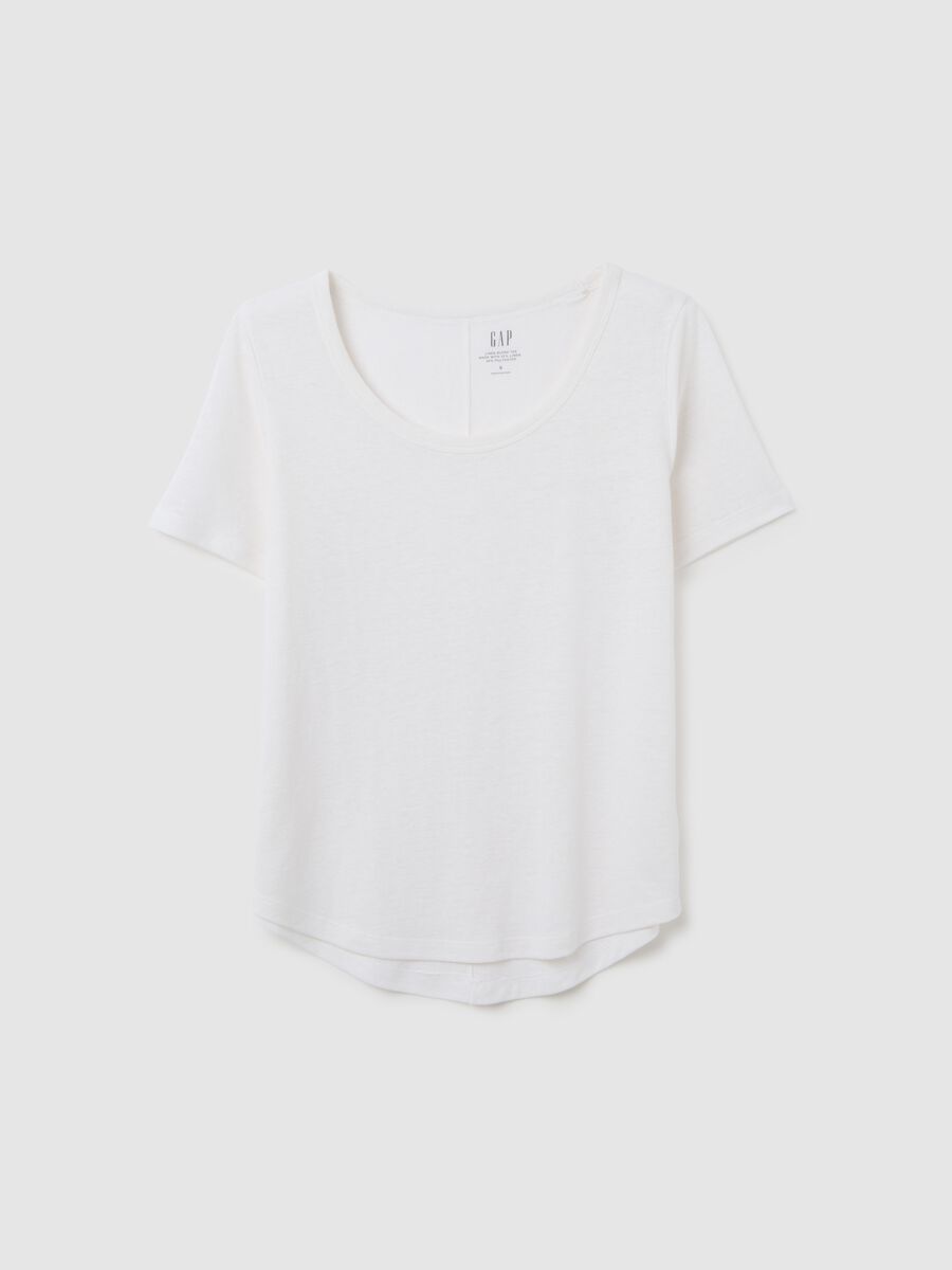 White linen blend T-shirt Woman_0