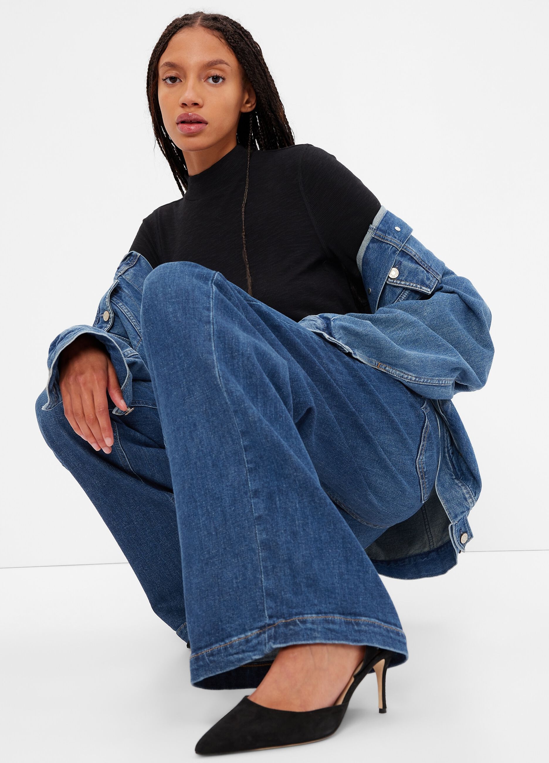 Jeans wide leg a vita alta
