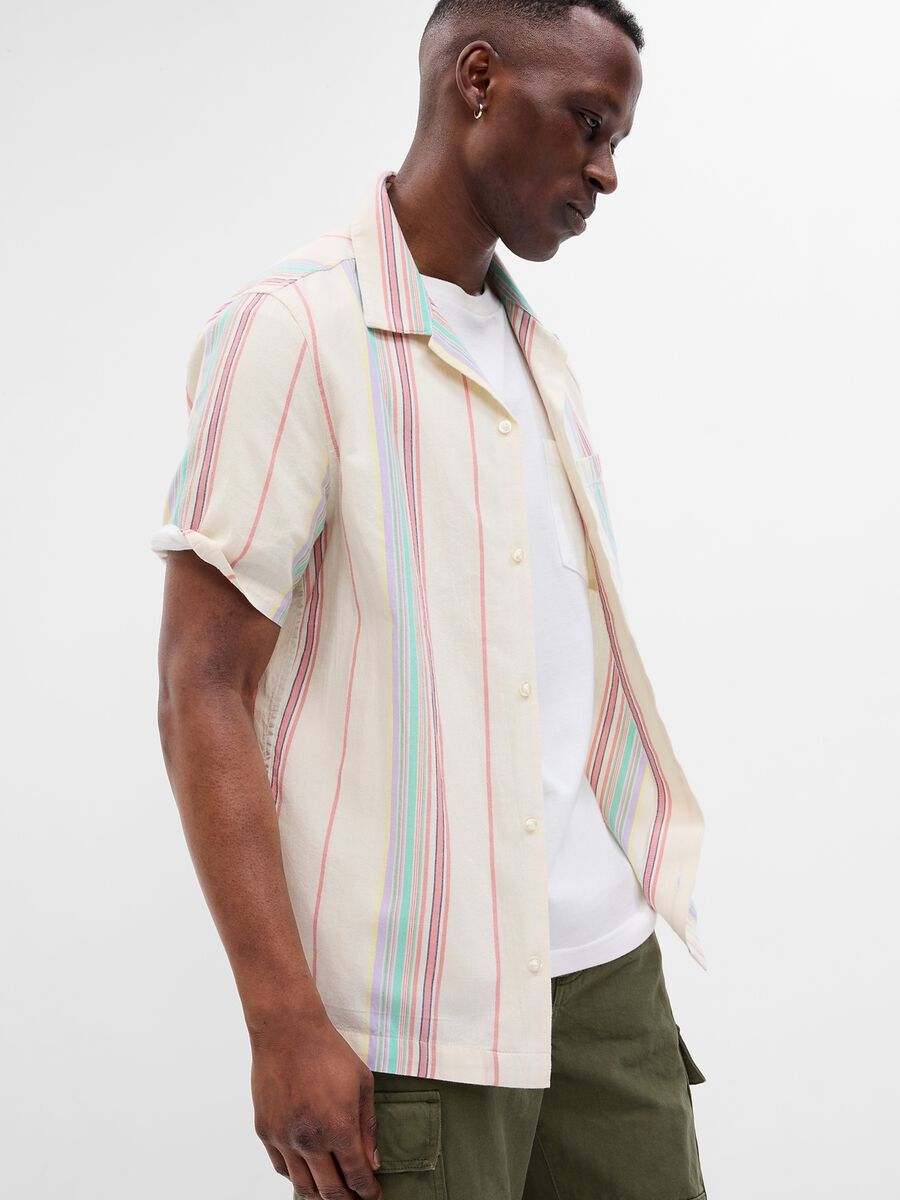 Short-sleeved shirt with crinkled effect Man_0