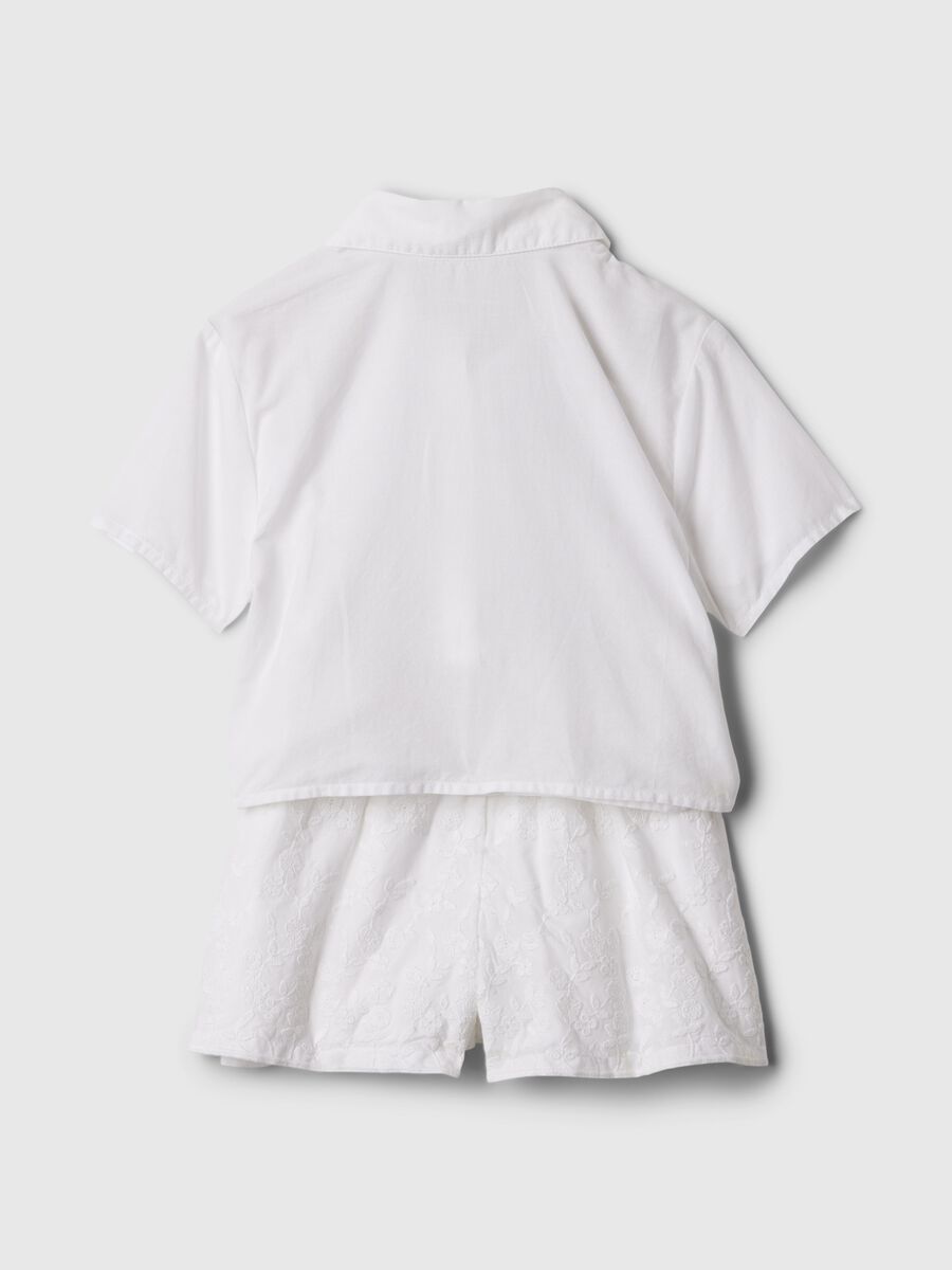 Set camicia e shorts con ricamo floreale Bimba_1