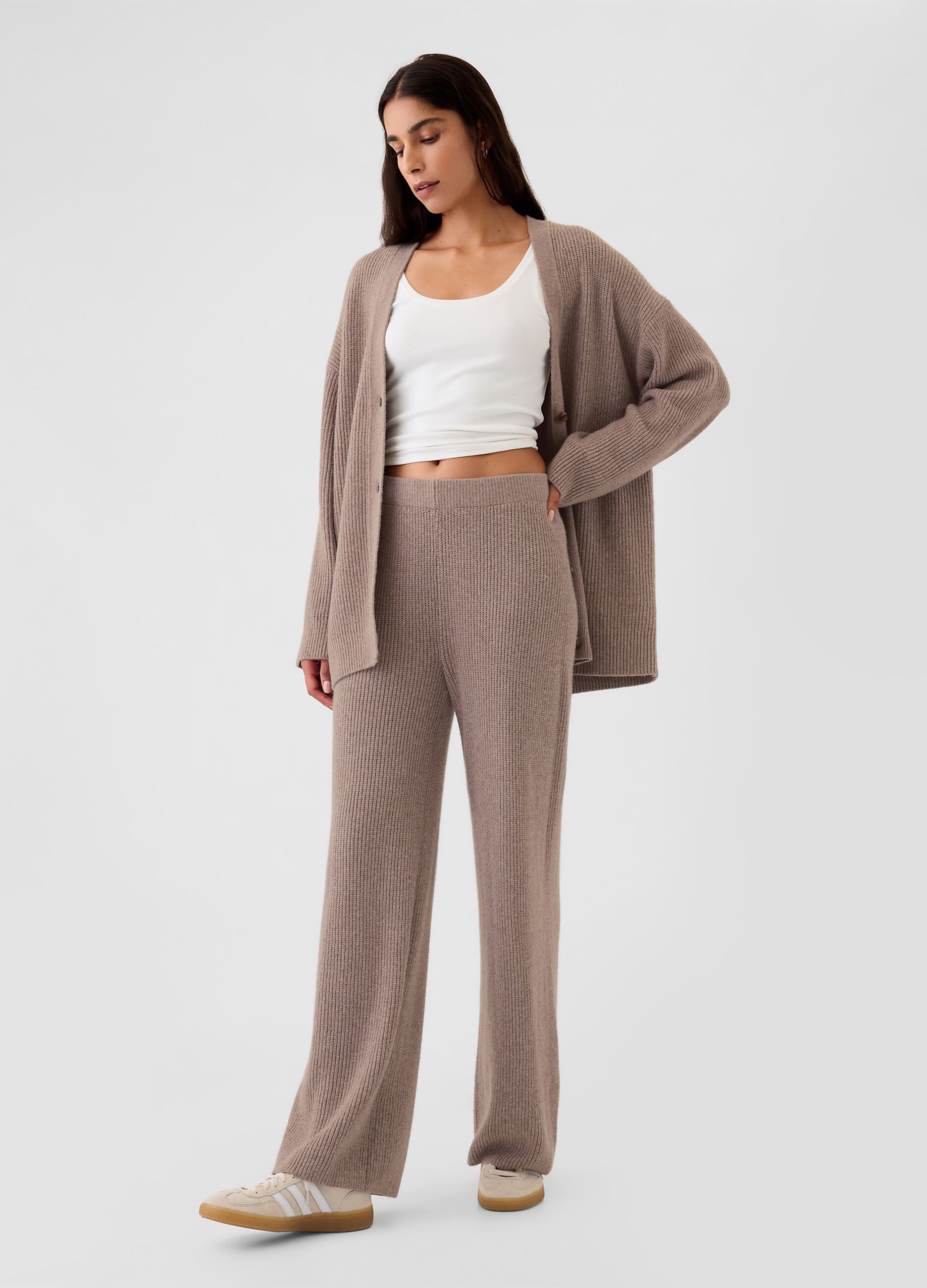 Pantalone a gamba larga a costine
