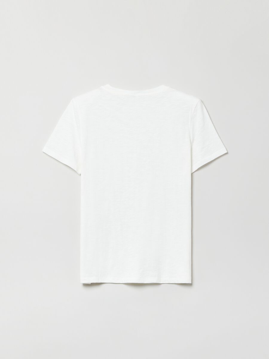 Cotton slub T-shirt with logo print Woman_1