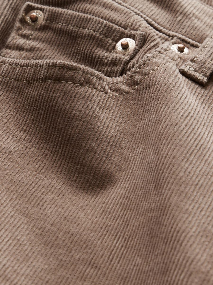 Pantalone straight a vita alta in corduroy Donna_7