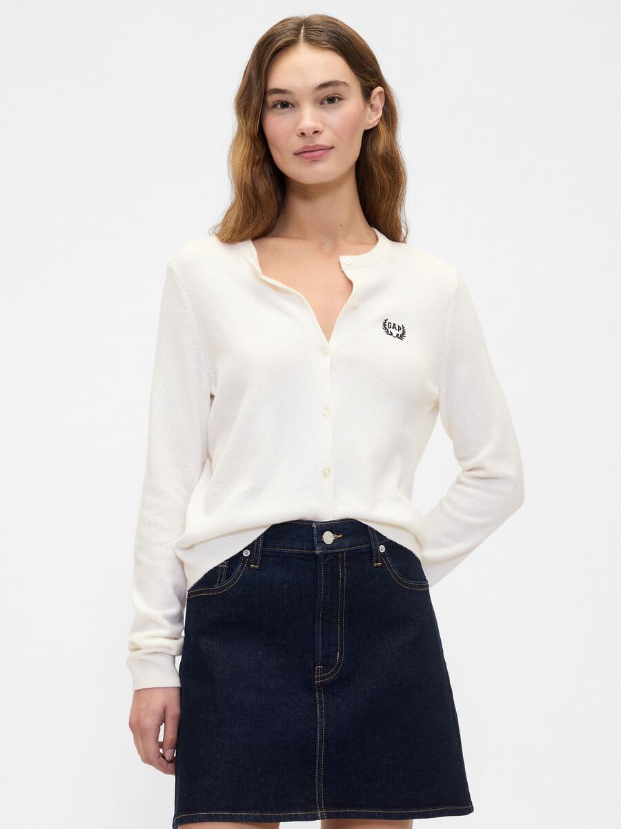 Cardigan CashSoft con bottoni e logo Donna_0