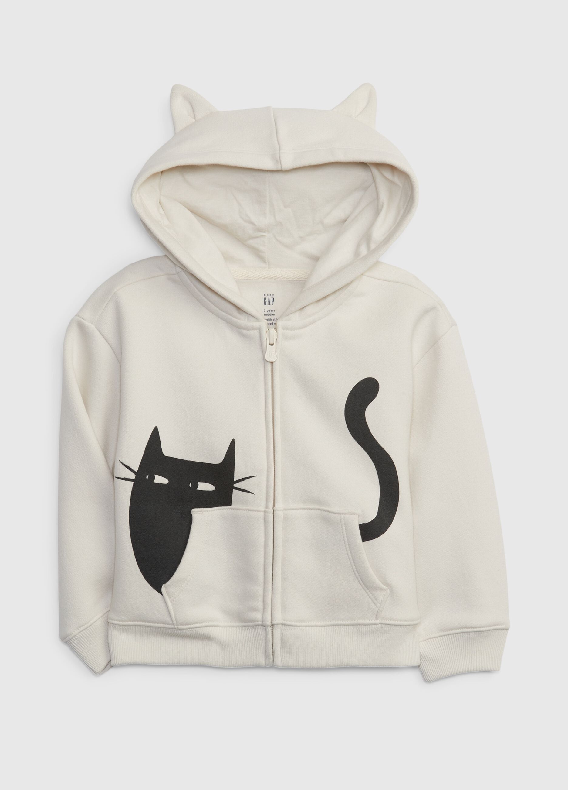 Full-zip con cappuccio stampa gatto