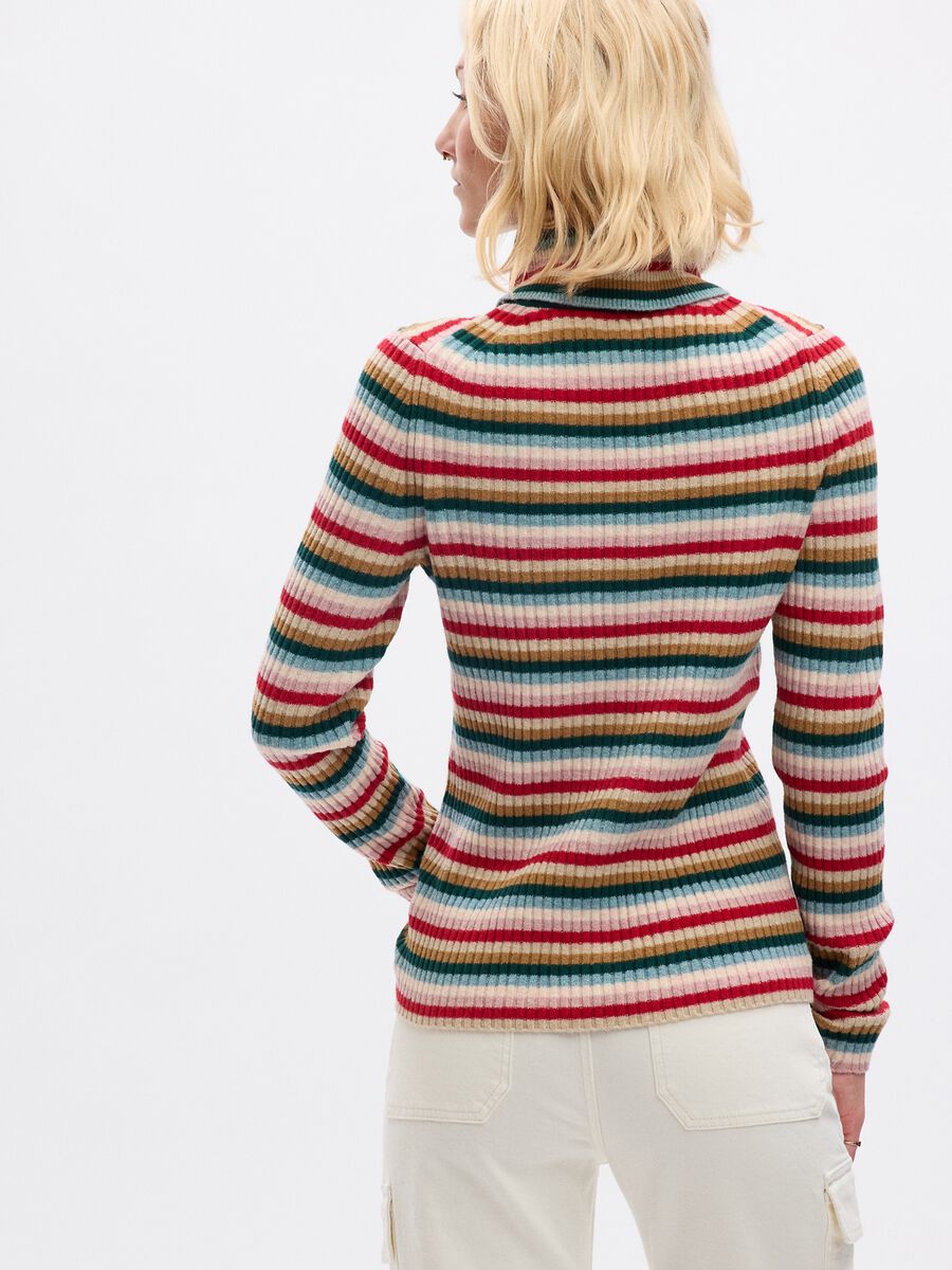 Flat ribbed top with high neck Woman_1