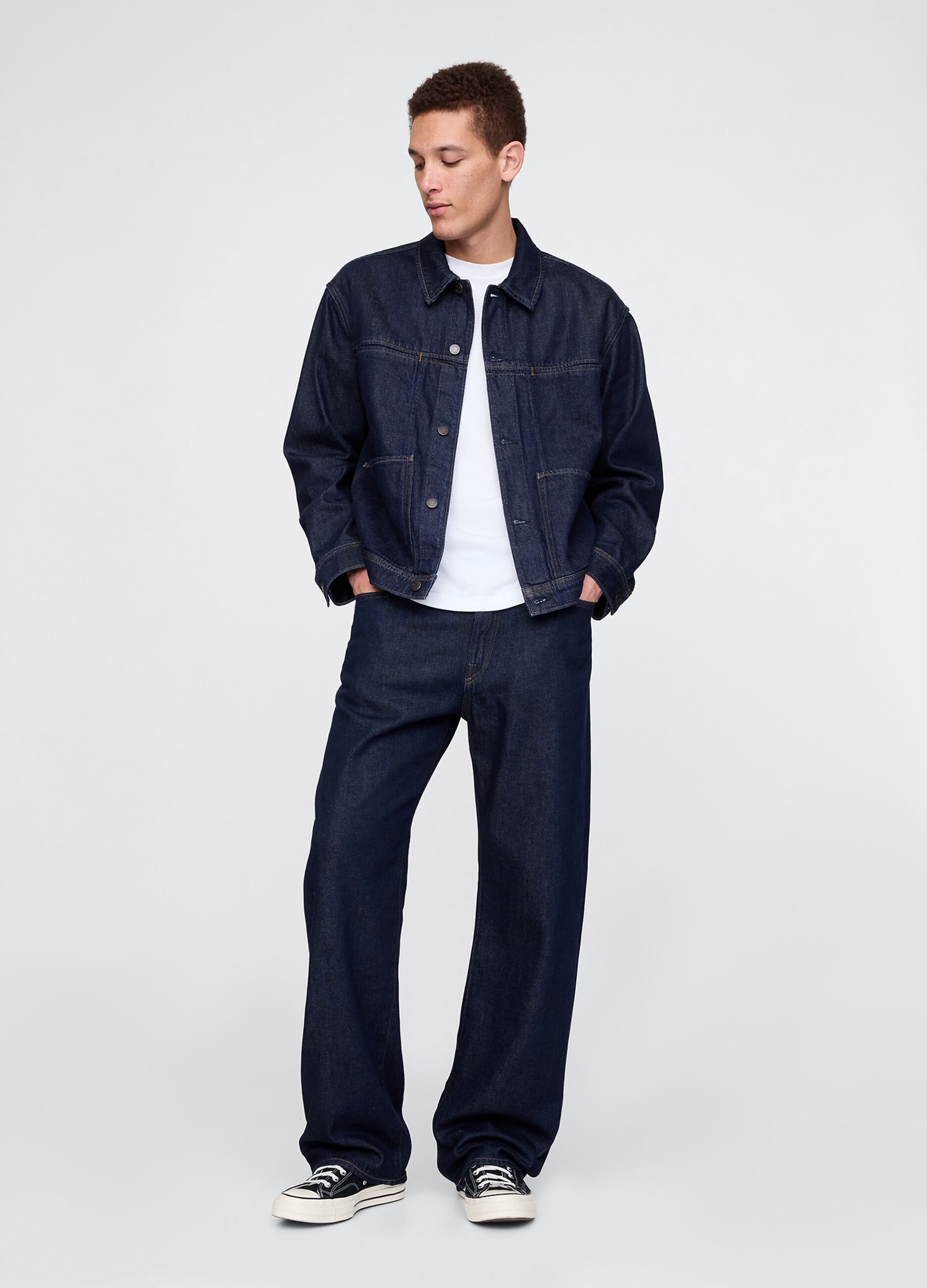 Giacca di jeans blu in cotone e Lyocell_1