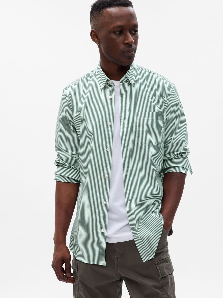 Regular-fit shirt in striped Coolmax® poplin Man_0
