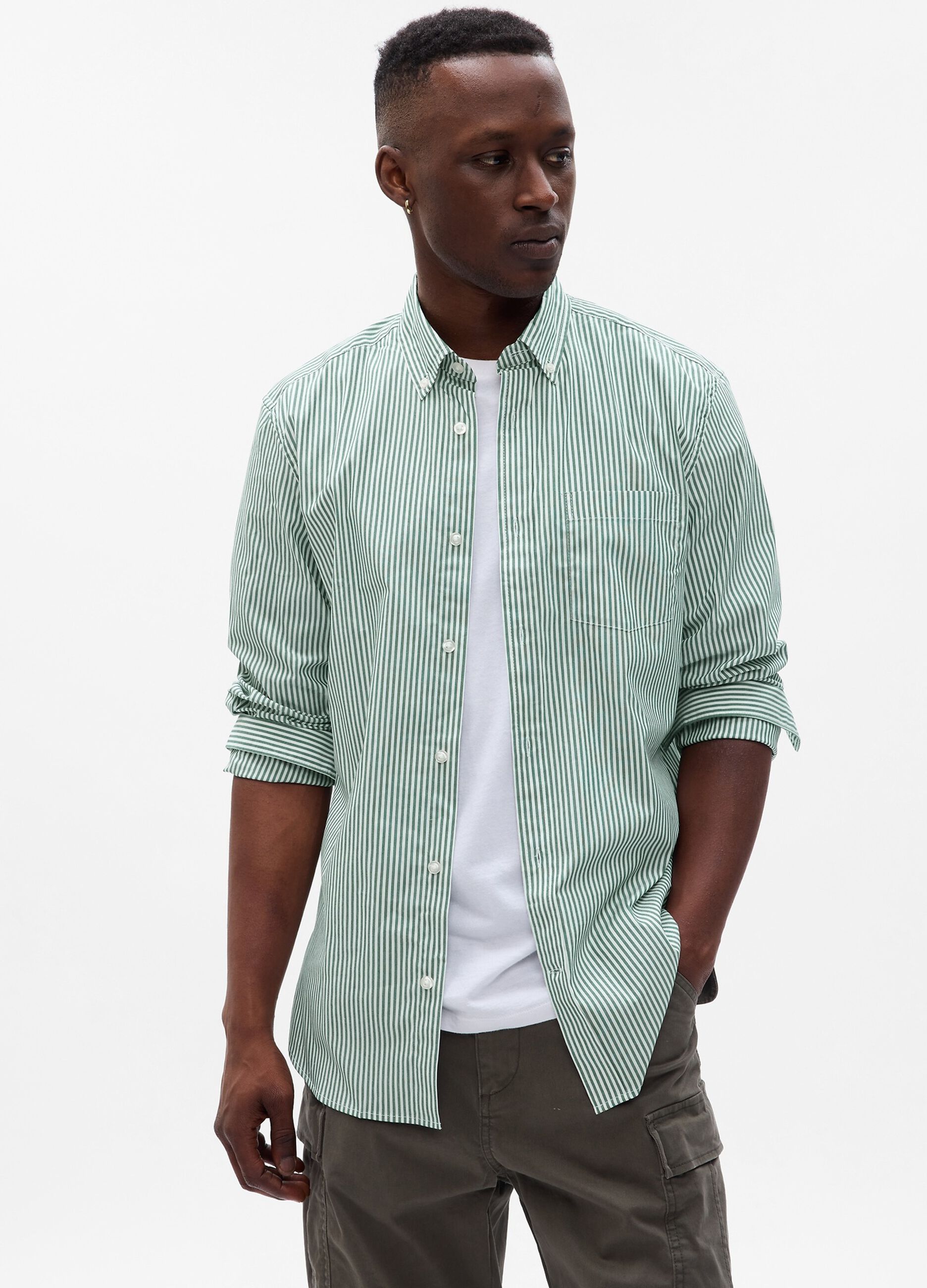 Regular-fit shirt in striped Coolmax® poplin
