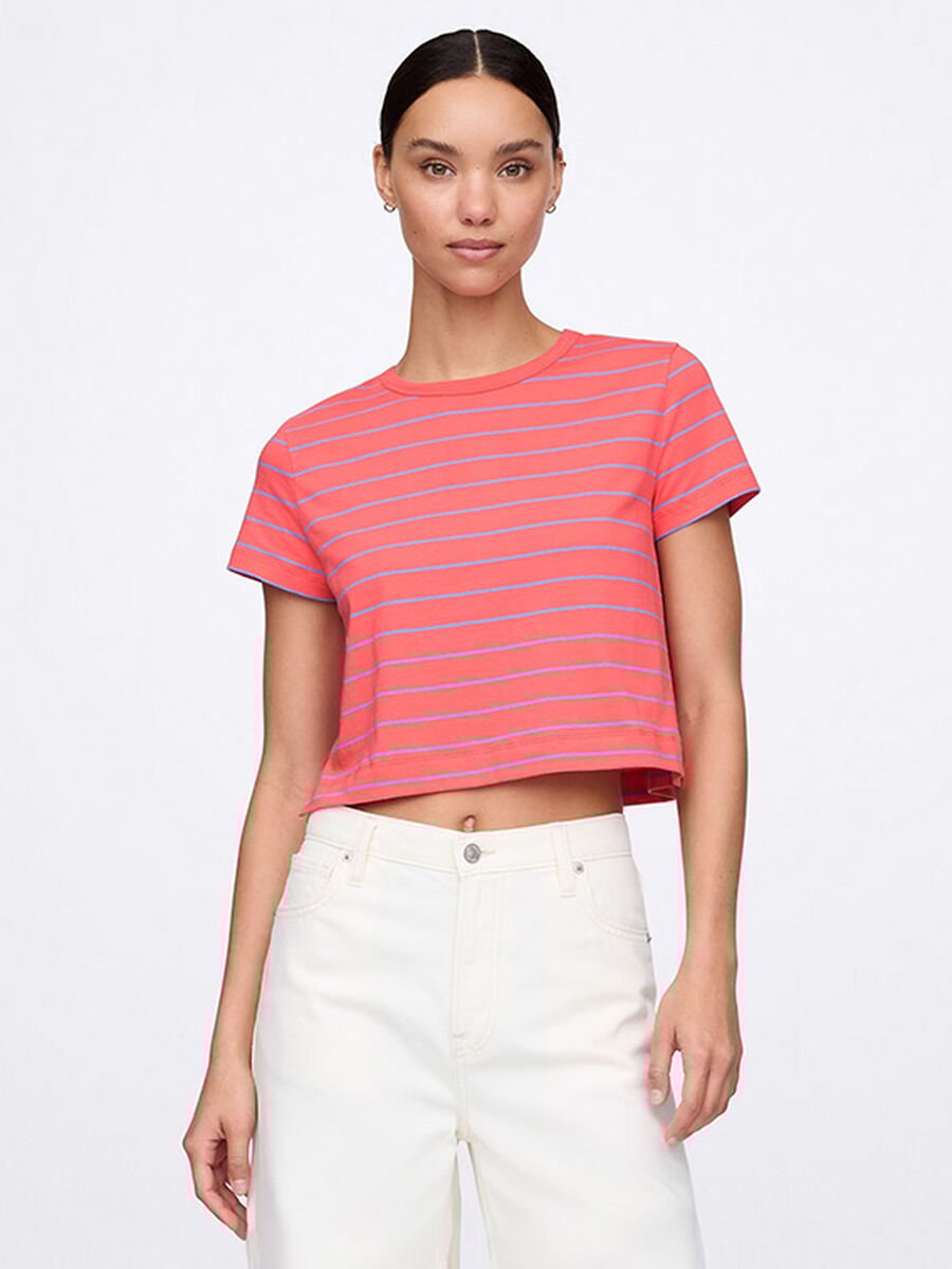 T-shirt multicolor in cotone a maniche corte Donna_0