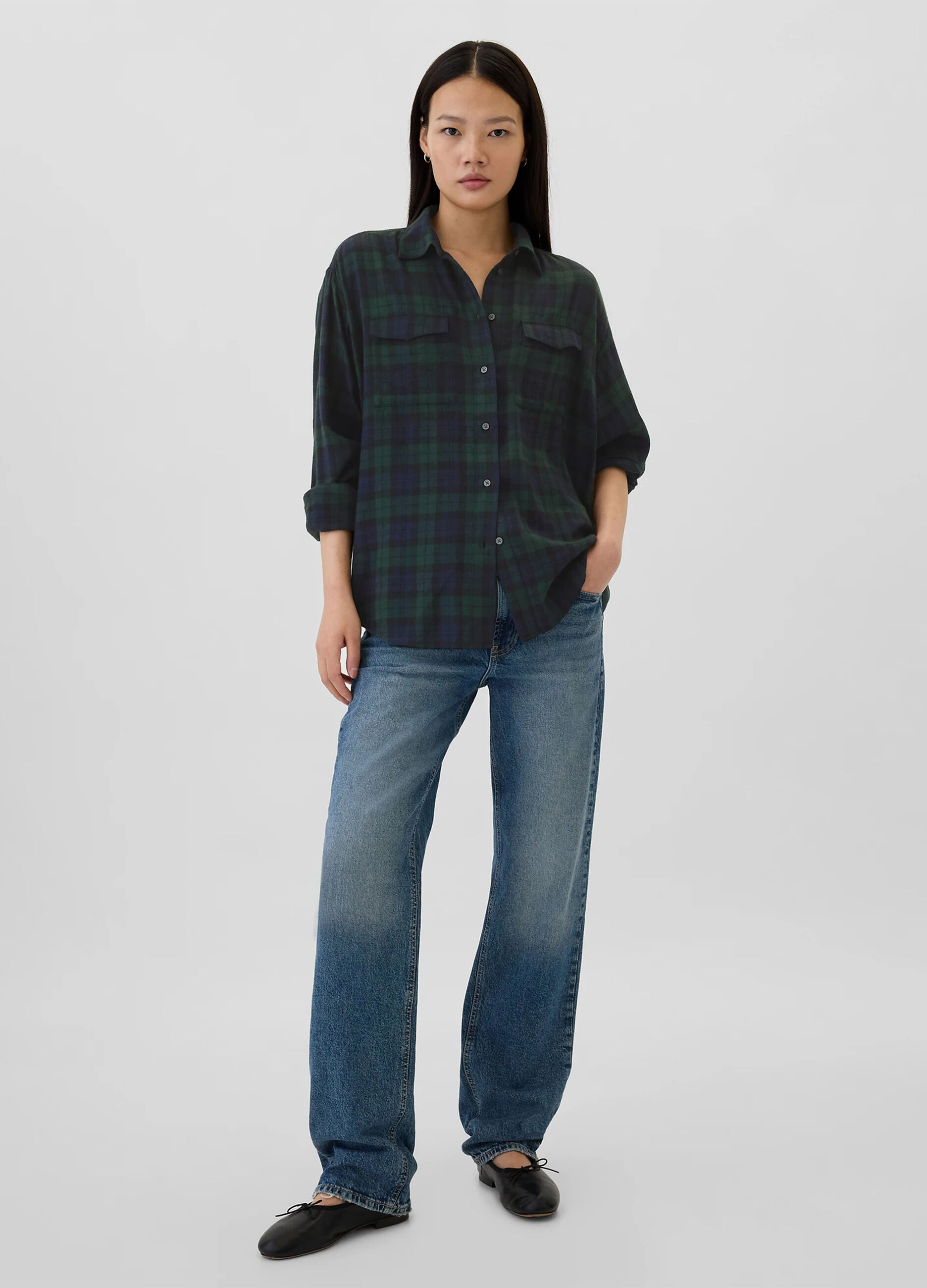 Check flannel shirt with pockets_1