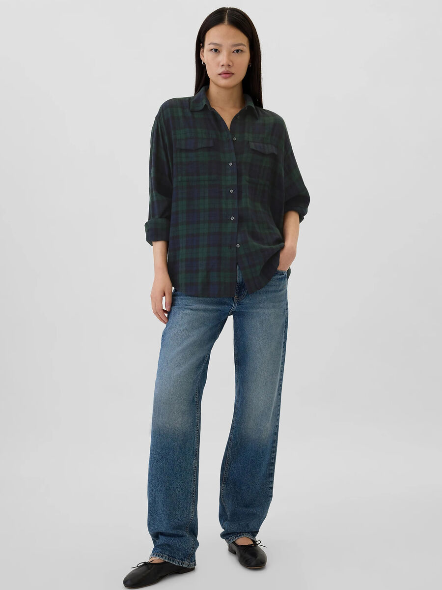 Camicia in flanella check con tasche Donna_1