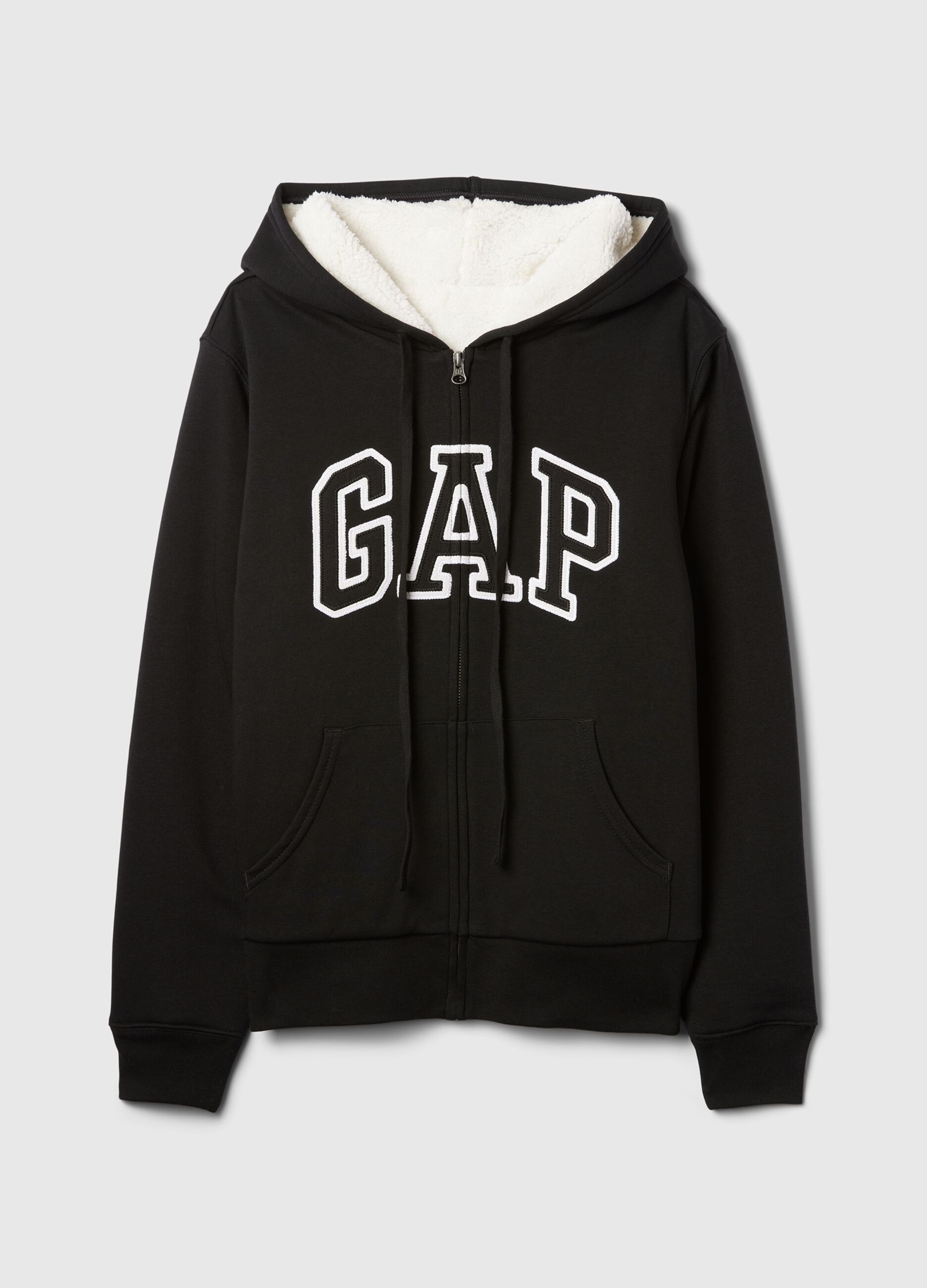 Full-zip con interno in sherpa e ricamo logo_4