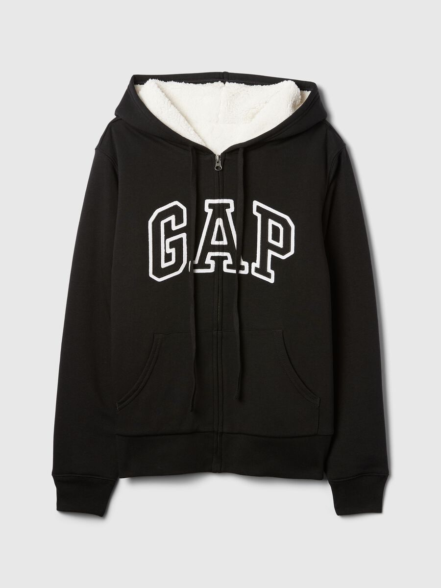 Full-zip con interno in sherpa e ricamo logo Donna_4