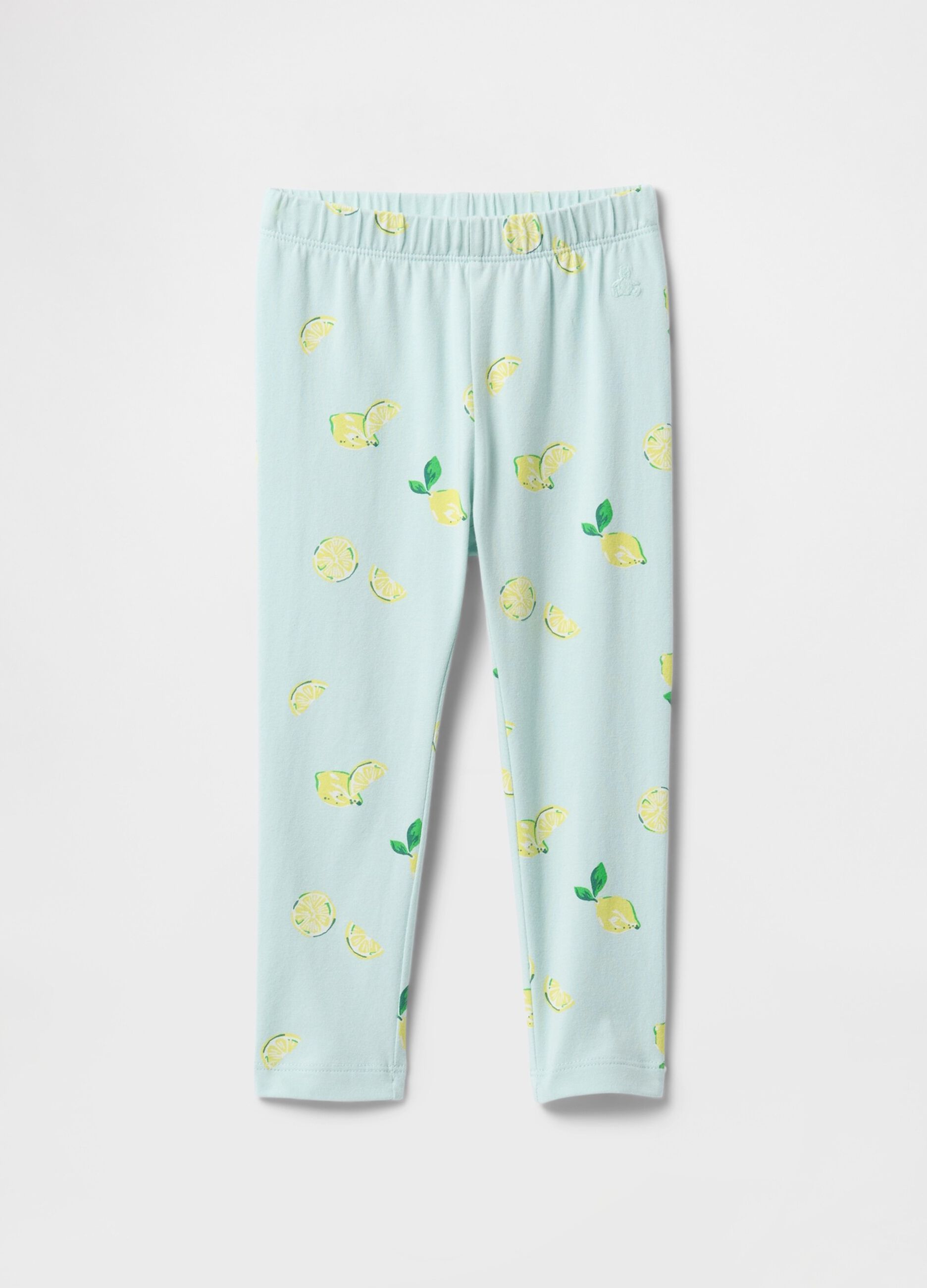 Leggings azzurri con stampa limoni