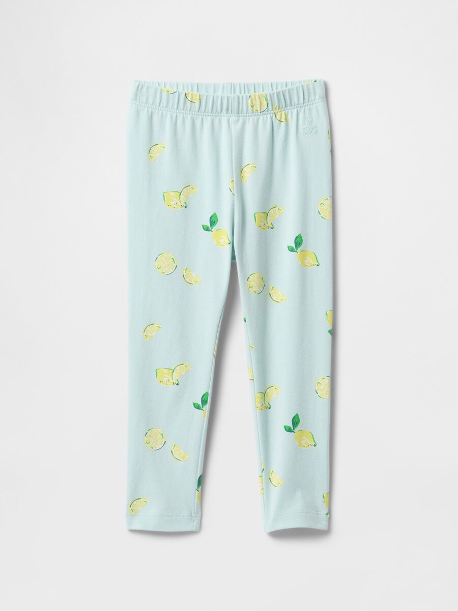 Leggings azzurri con stampa limoni Bimba_0