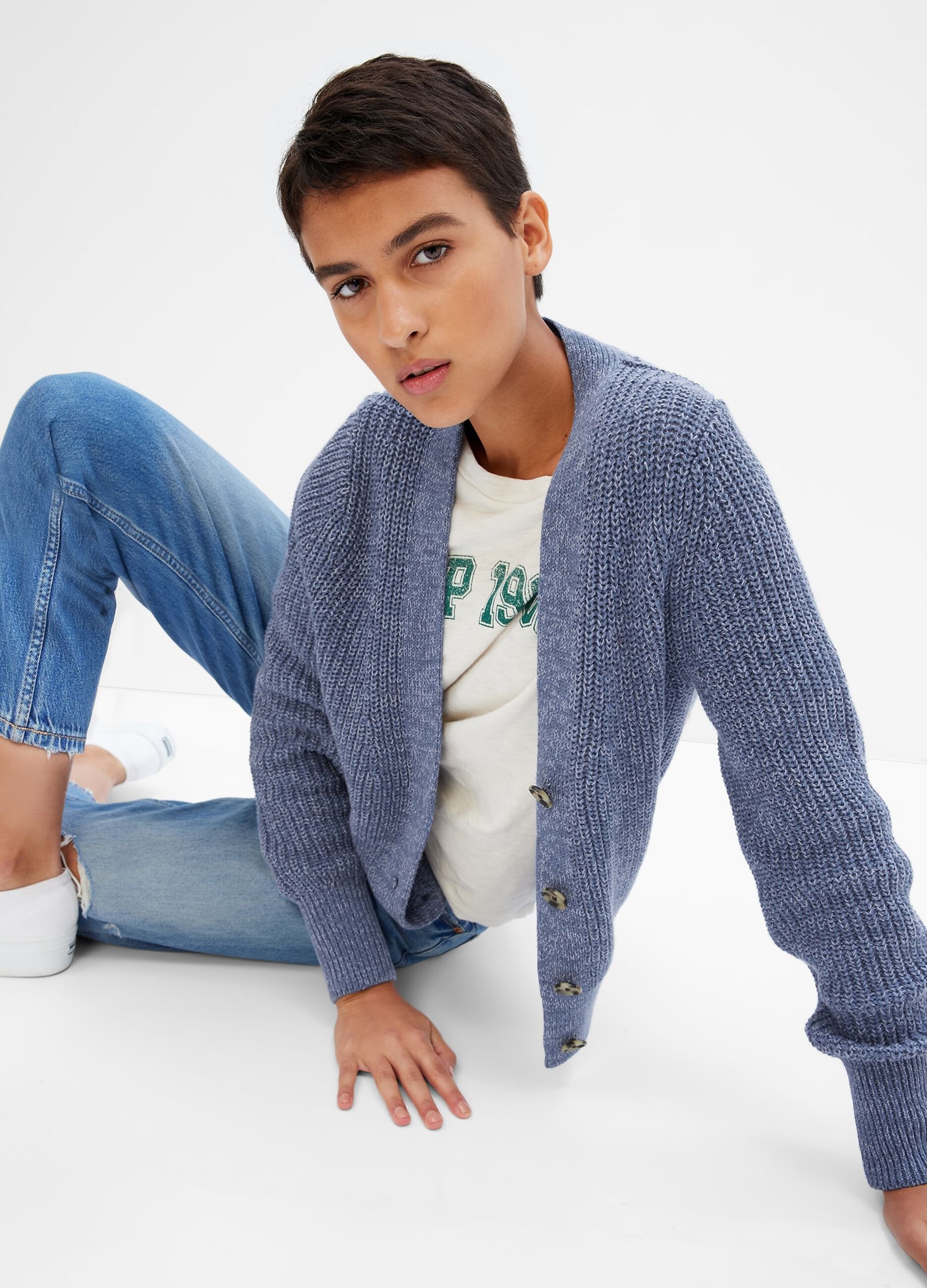 Cardigan in cotone con scollo a V