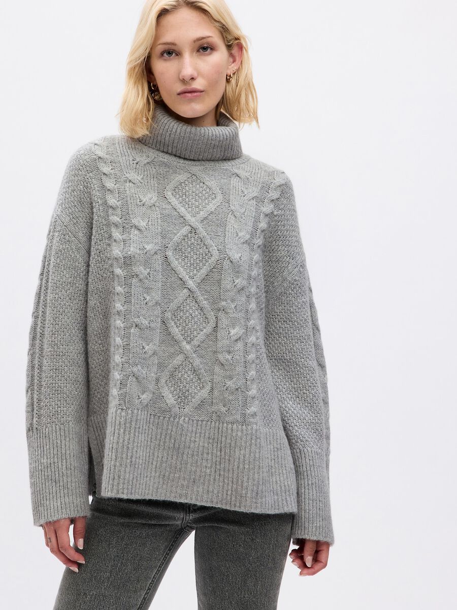 Turtle-neck pullover with slits Woman_0