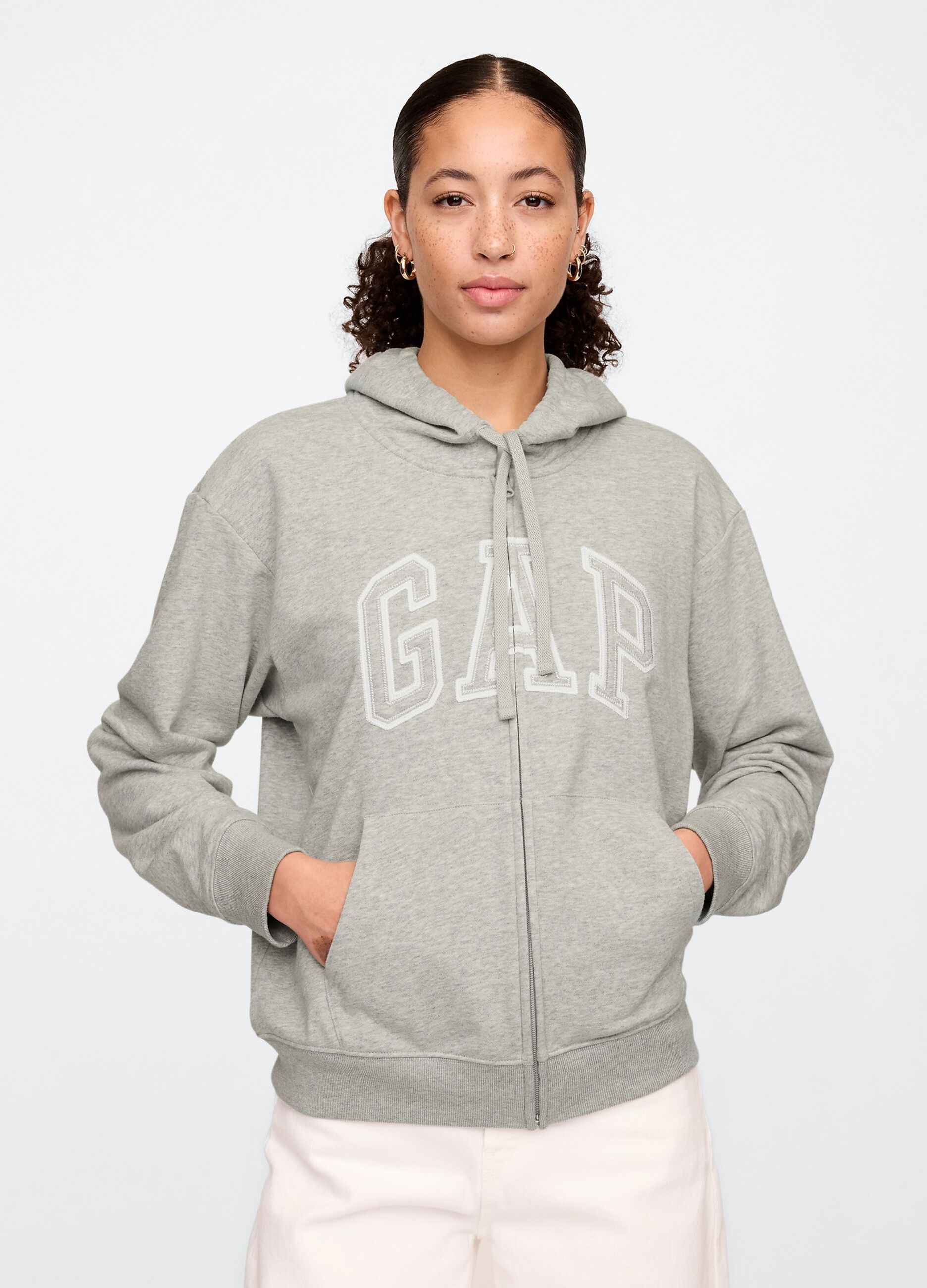Felpa con cappuccio grigia con logo GAP