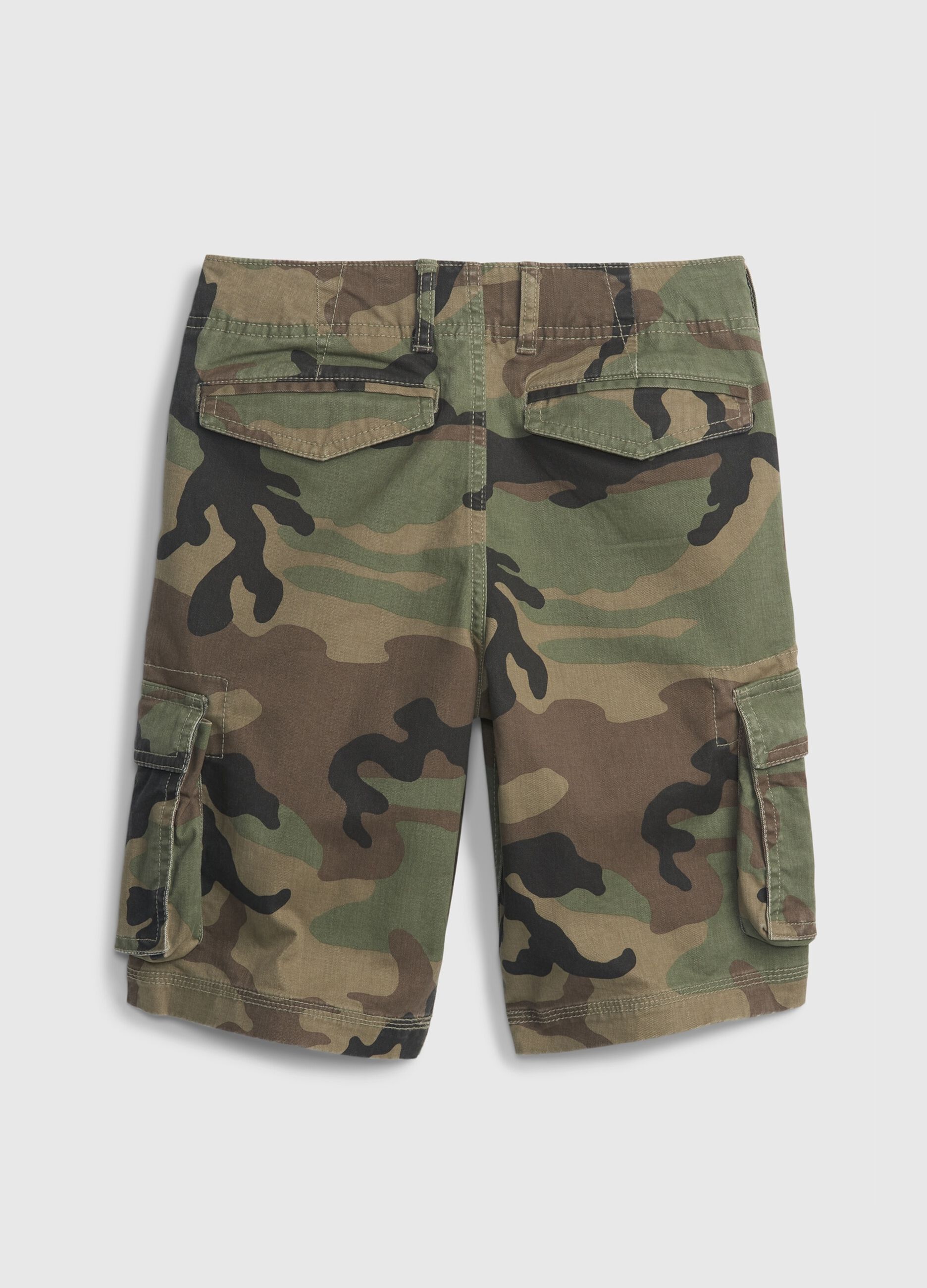 Cargo Bermuda shorts in camouflage stretch cotton_3