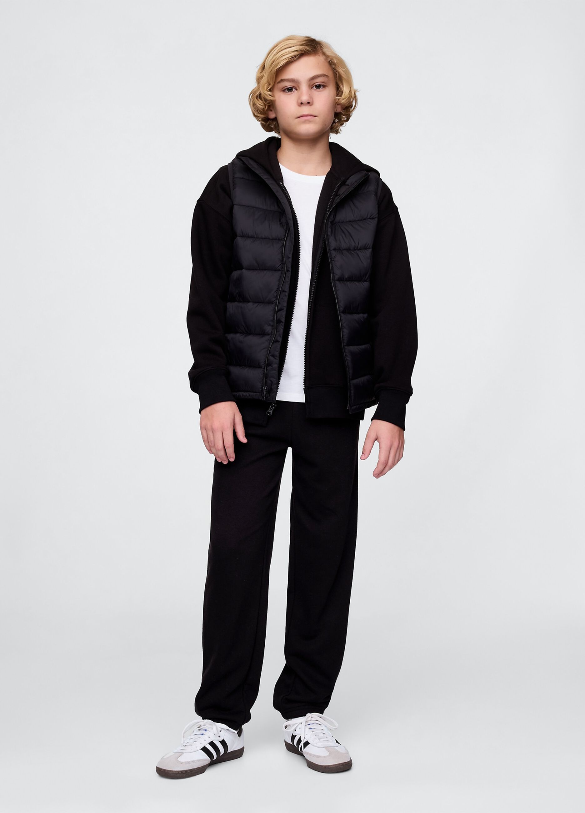 Pantaloni jogger in misto cotone nero da bambino regular fit