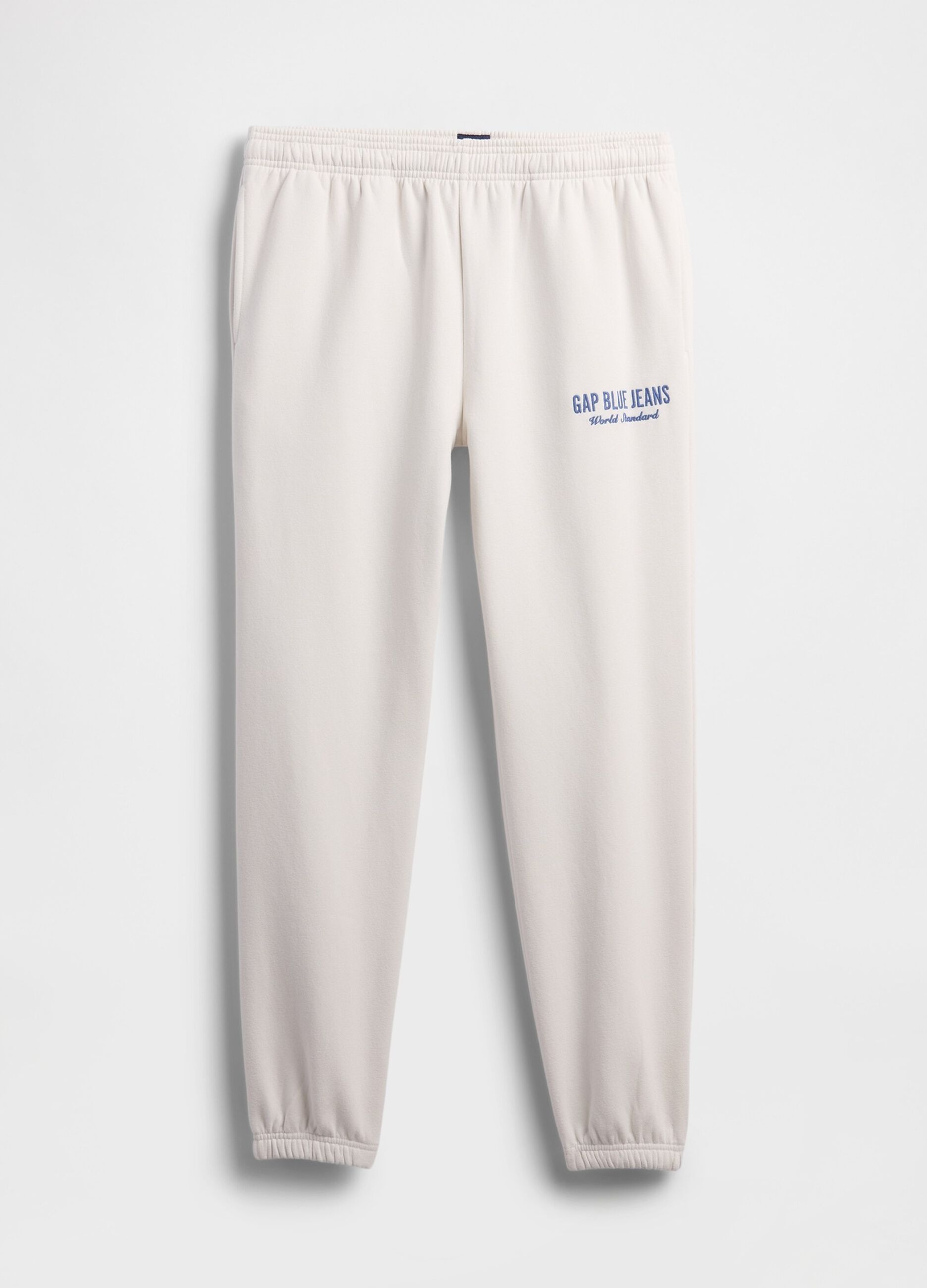 Beige jogger trousers in cotton and polyester blend