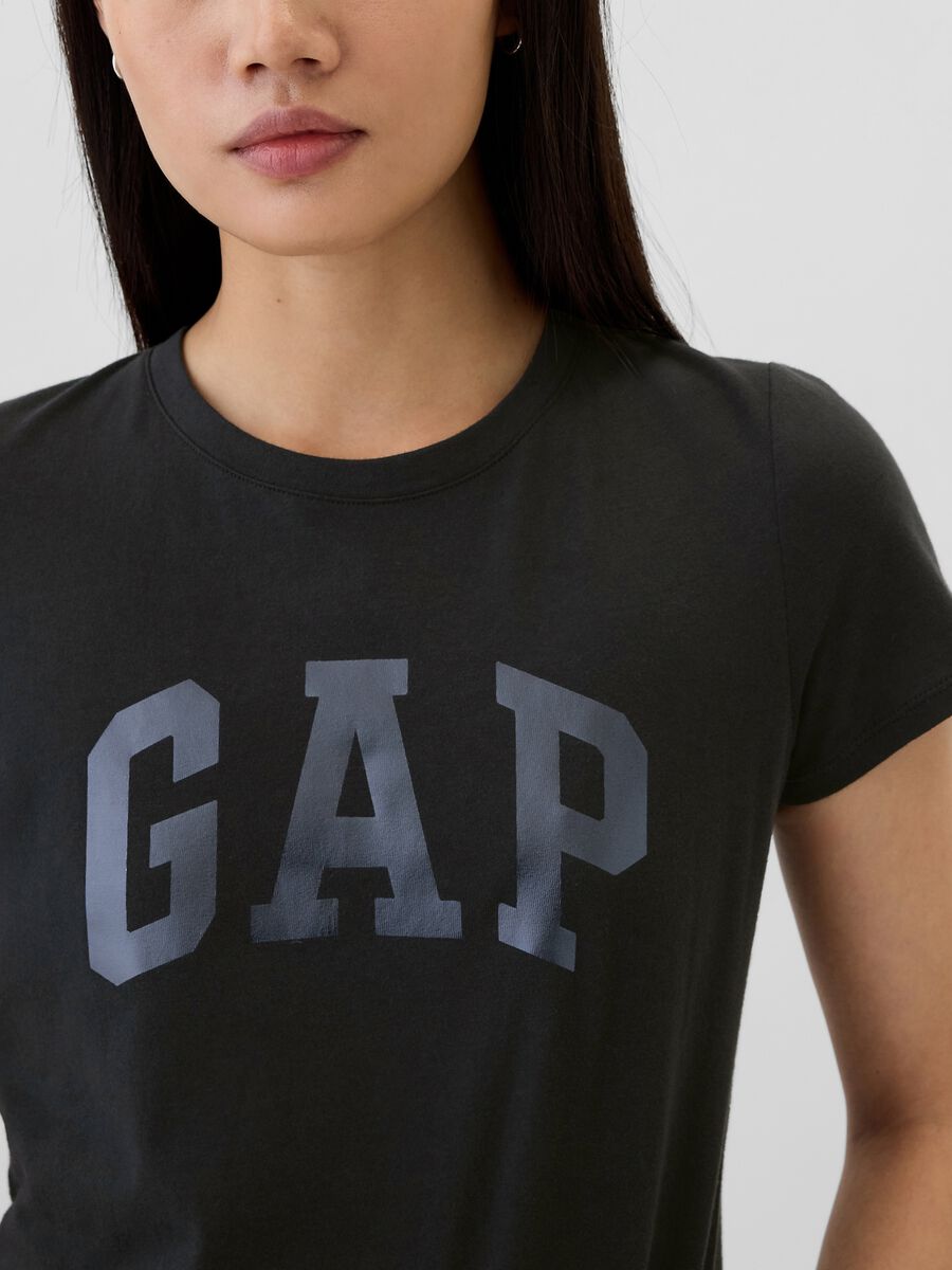 T-shirt con stampa logo in foil Donna_3
