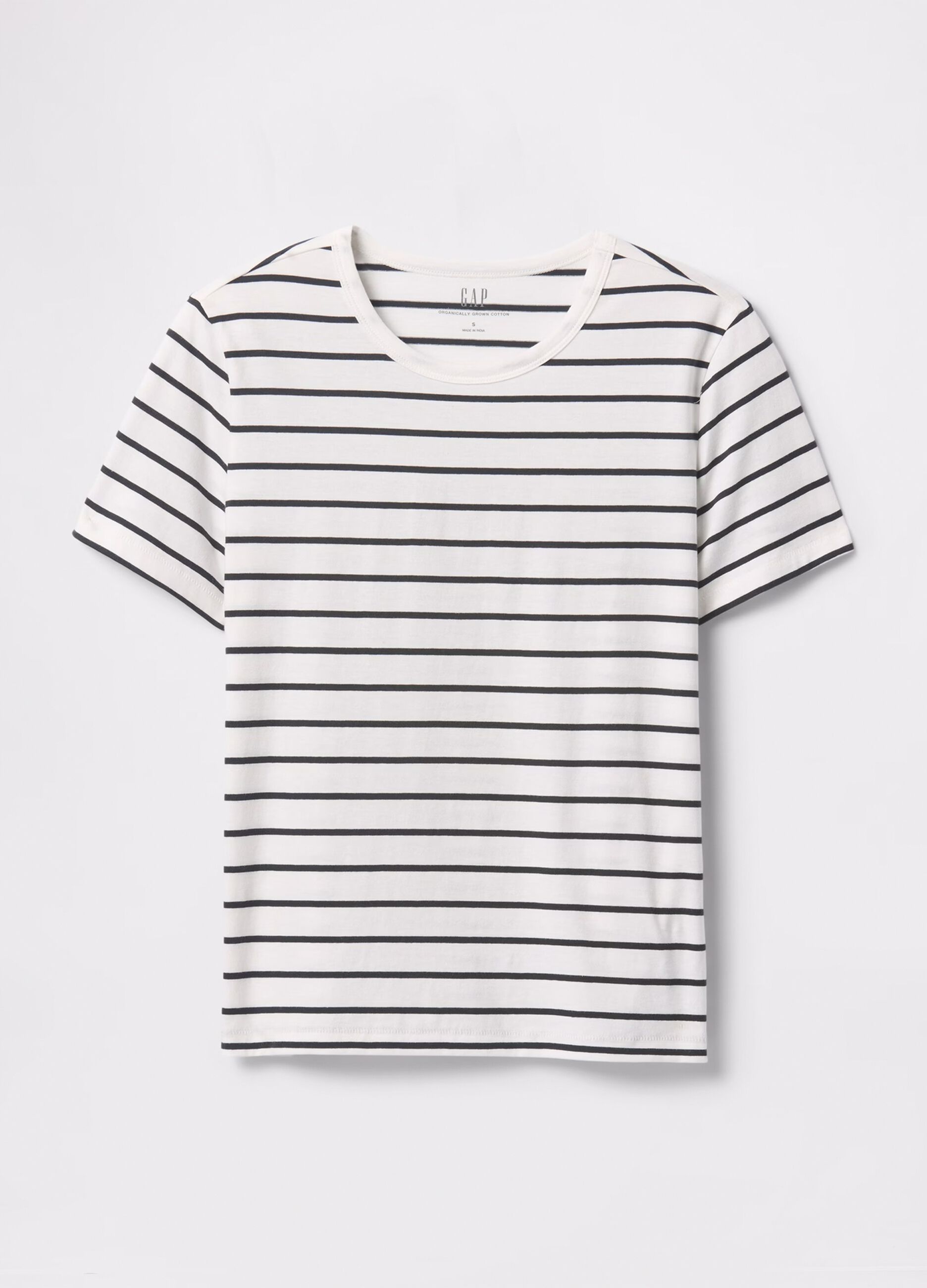 T-shirt a righe bianche e nere in cotone_3