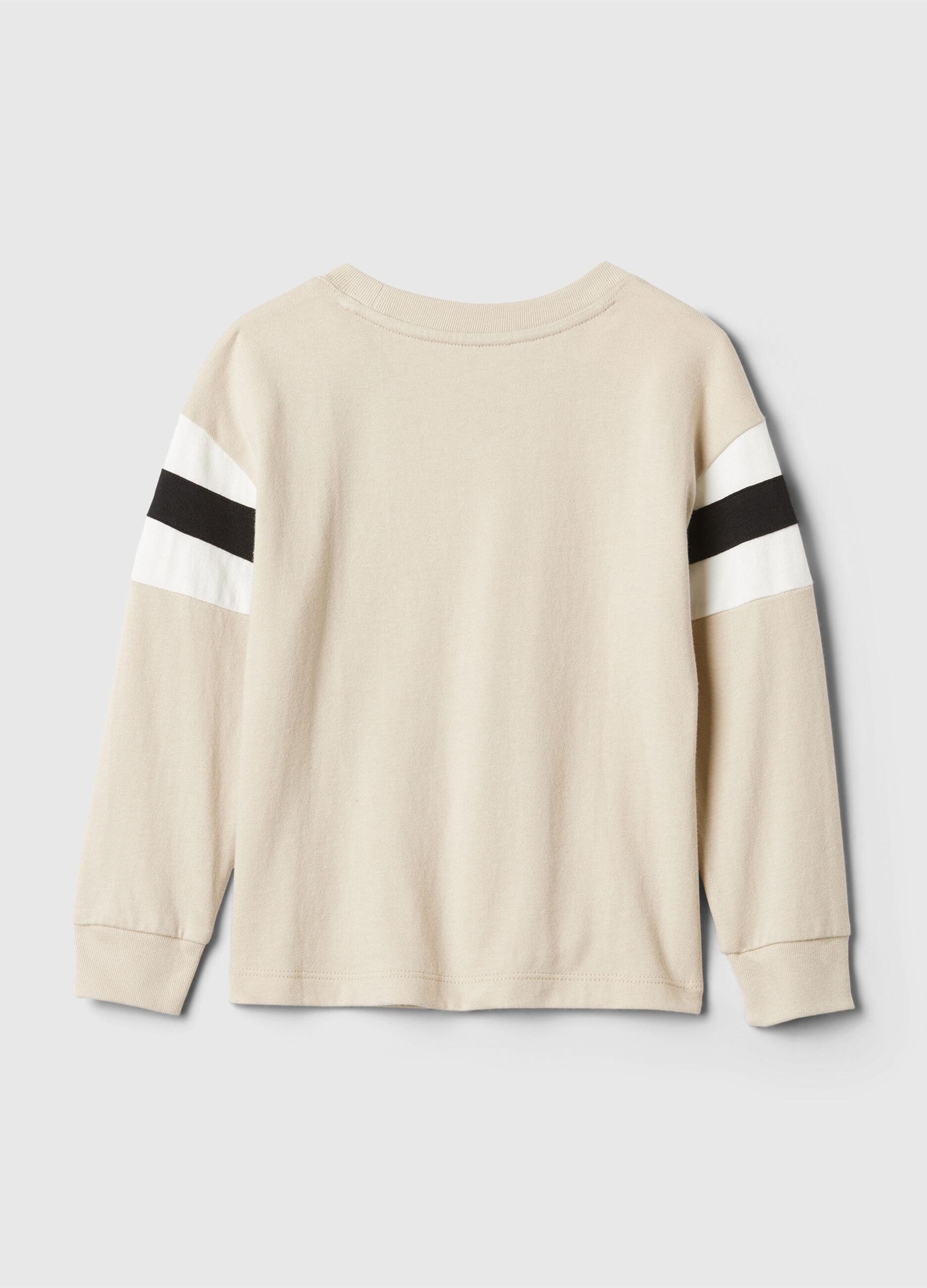 T-shirt con inserto a righe e ricamo orsetto_1