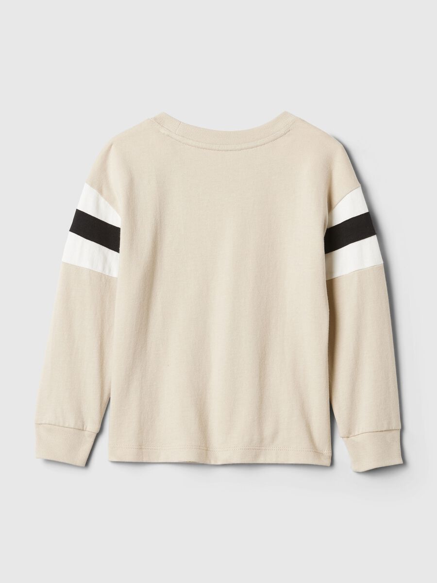 T-shirt con inserto a righe e ricamo orsetto Bimbo_1